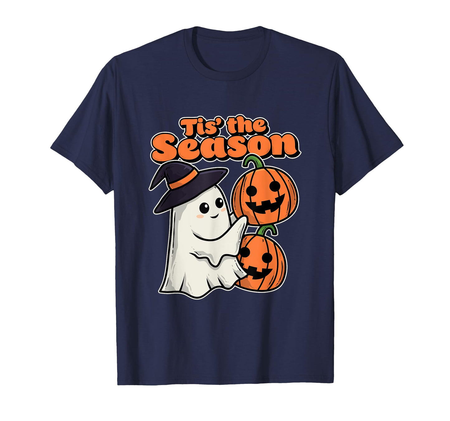 Tis’ The Season Cute Ghost Pumpkin Halloween T-Shirt