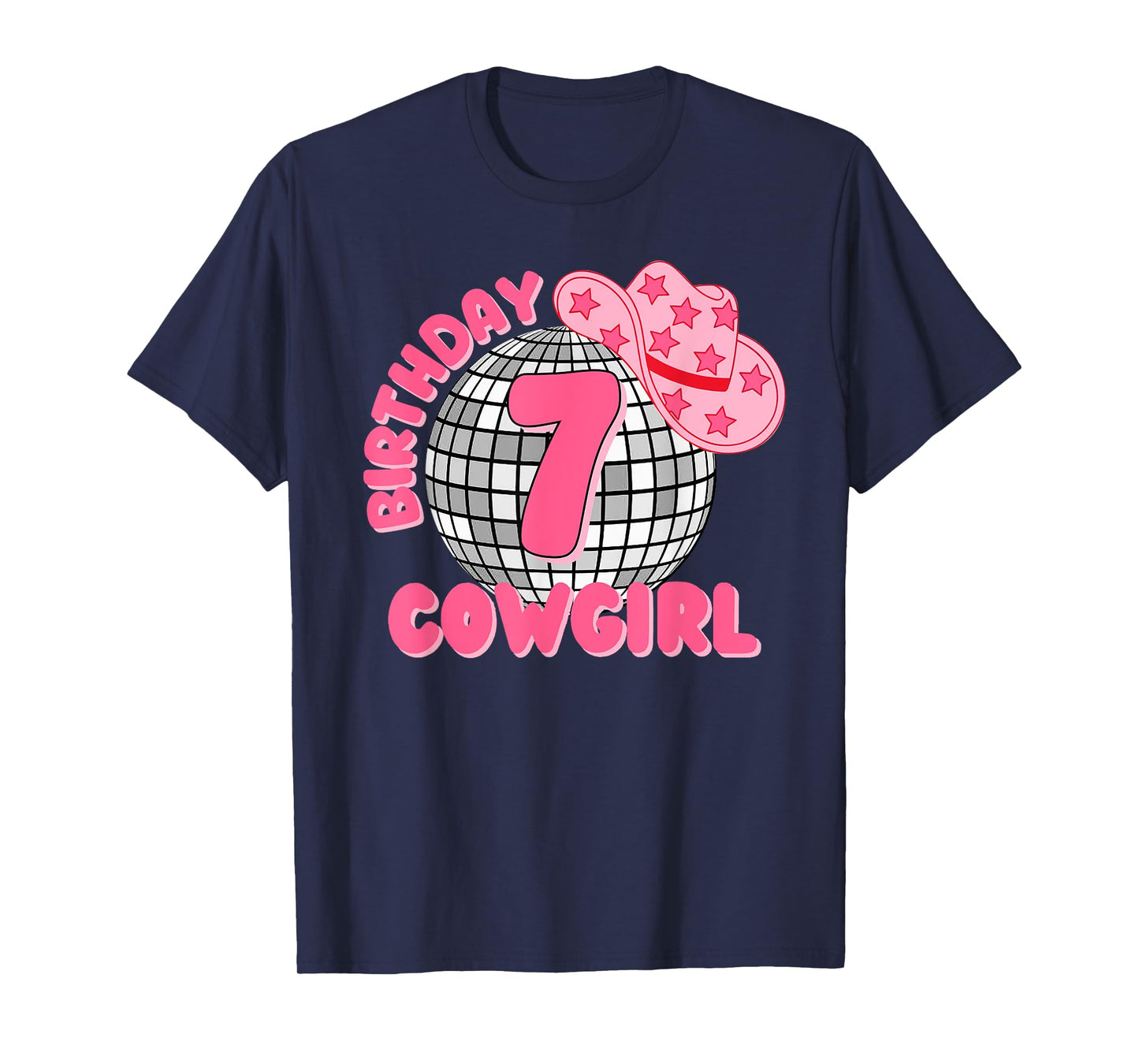 Happy 7th Birthday Girl Rodeo Disco Western Cowgirl Cowboy T-Shirt