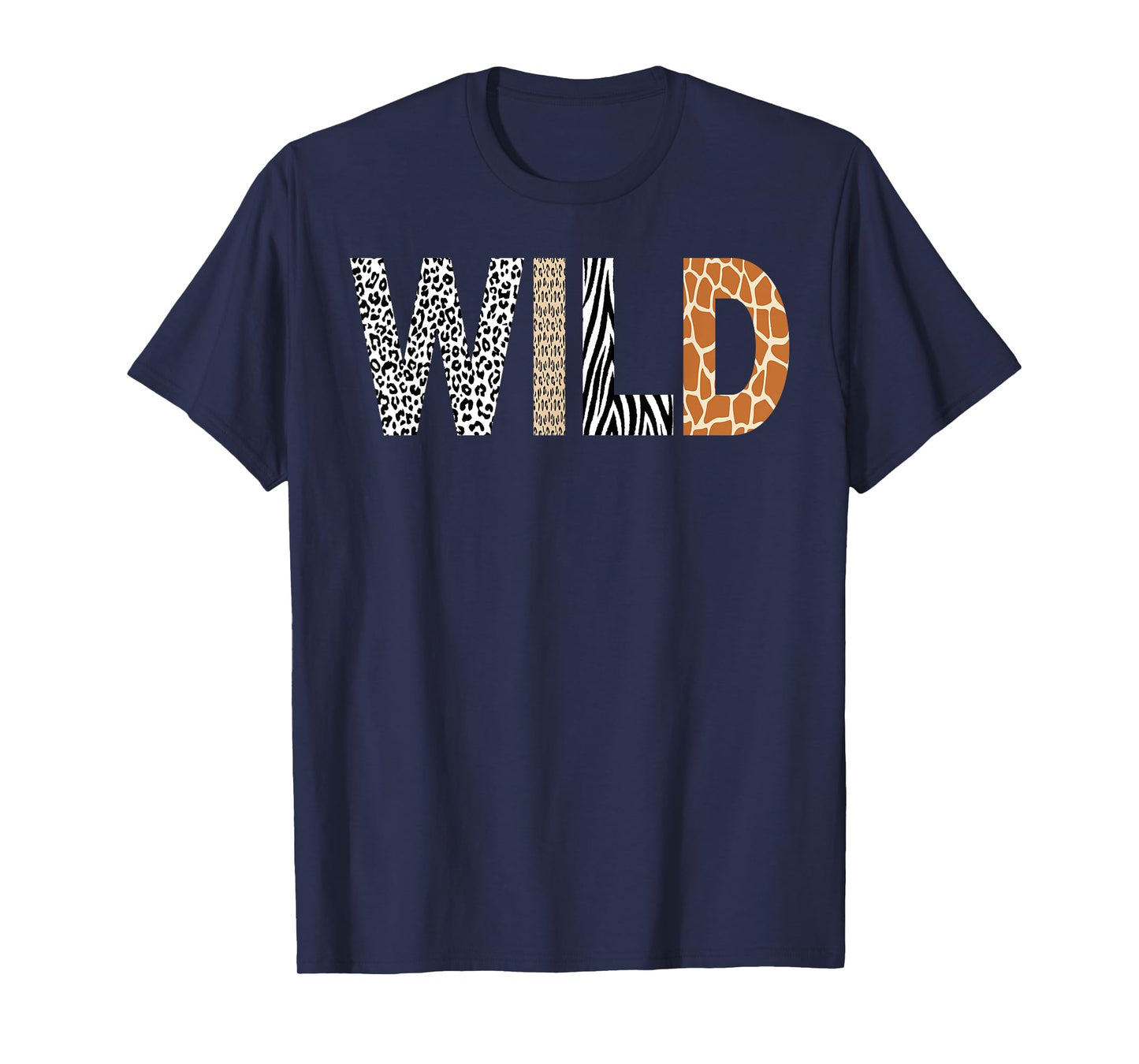 Wild Animal Pattern Giraffe Wolf Leopard Zebra Animal Print T-Shirt
