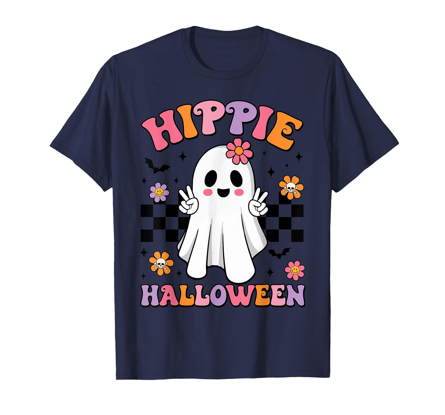 Groovy Boo Hippie Halloween Peace Ghost Halloween Girl Women T-Shirt