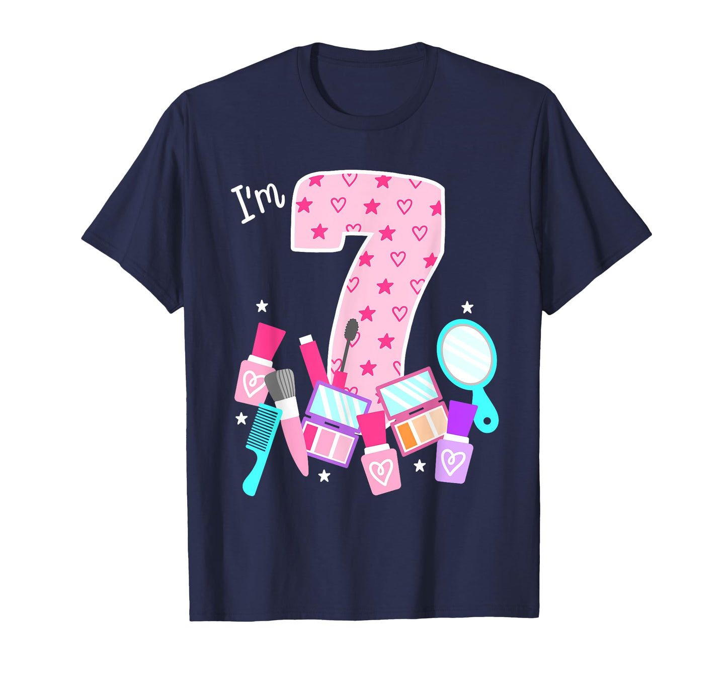 Spa Birthday Party I'm 7 Girls Makeup 7th Bday Kids Toddlers T-Shirt