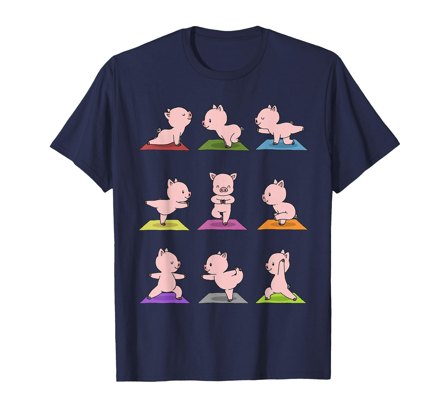 Pig Yoga T-Shirt Funny Piglets In Yoga Poses Sports Tee