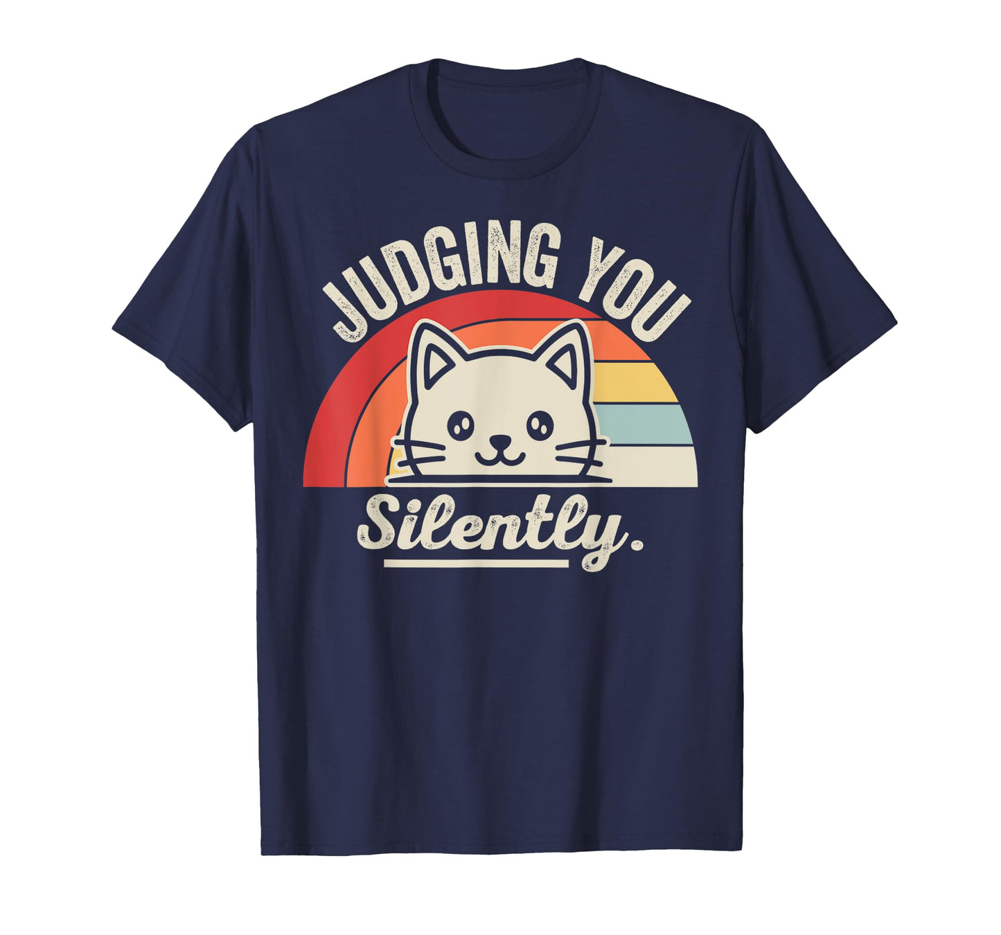Judging You Silently Cat Retro Rainbow T-Shirt