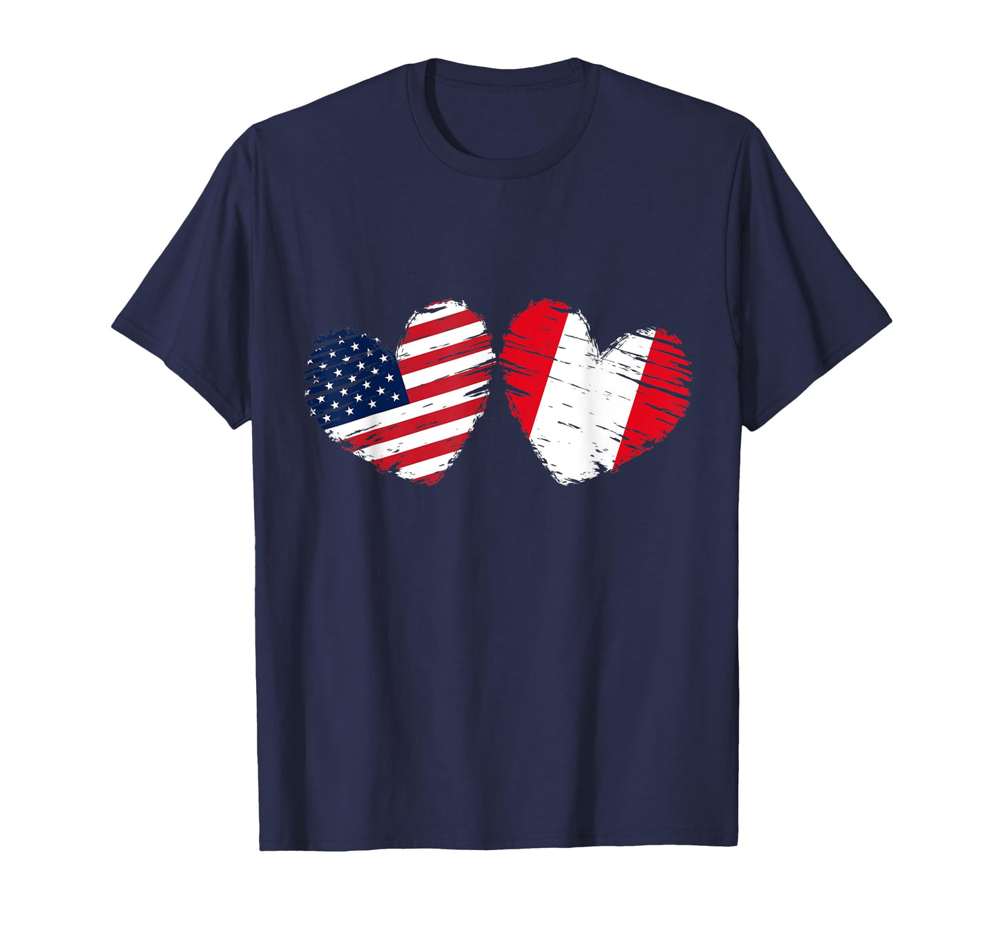 USA Peru Flag Heart Valentines Day Peruvian American T-Shirt