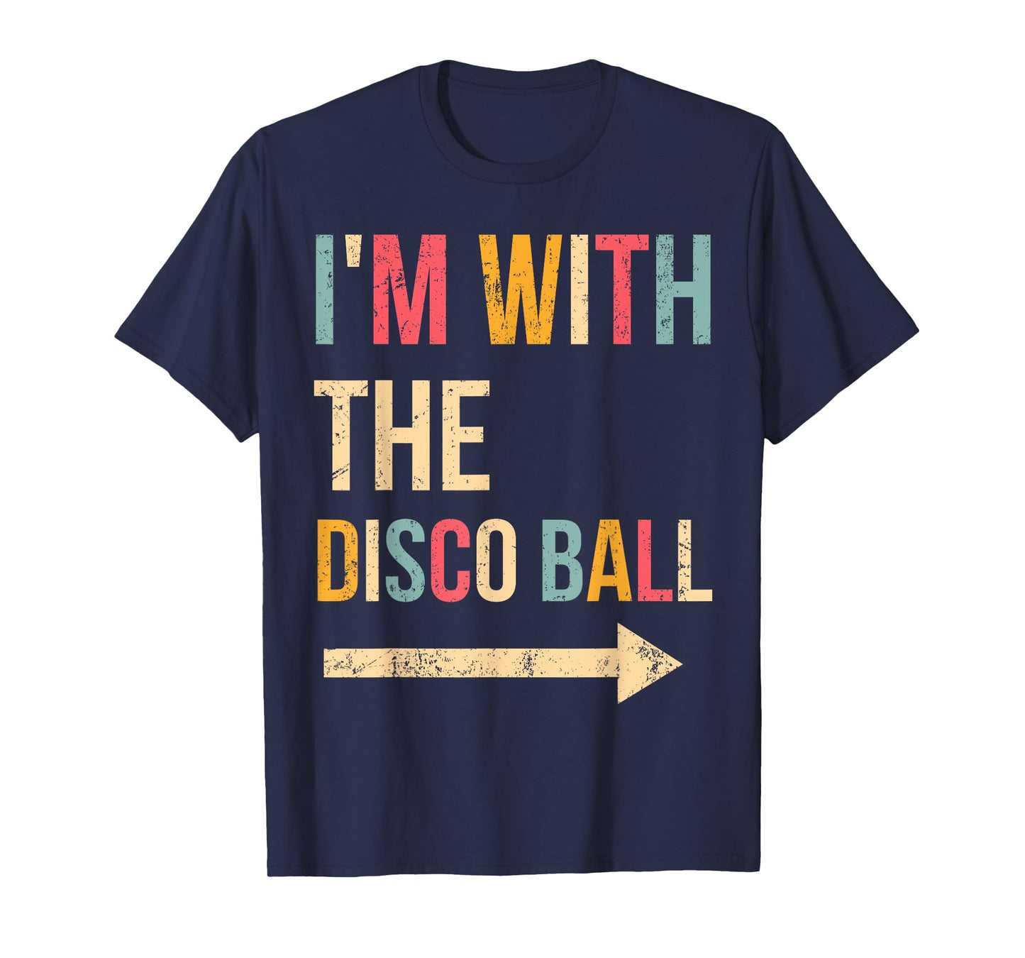 I'm With The Disco Ball Halloween Lazy DIY Costume Party T-Shirt, Small, Black
