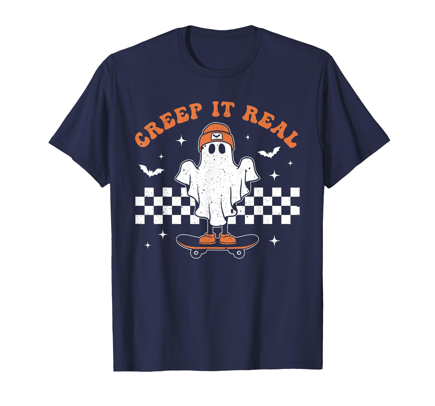 Creep it Real Ghost Skateboard Retro Cute Halloween Boy Girl T-Shirt