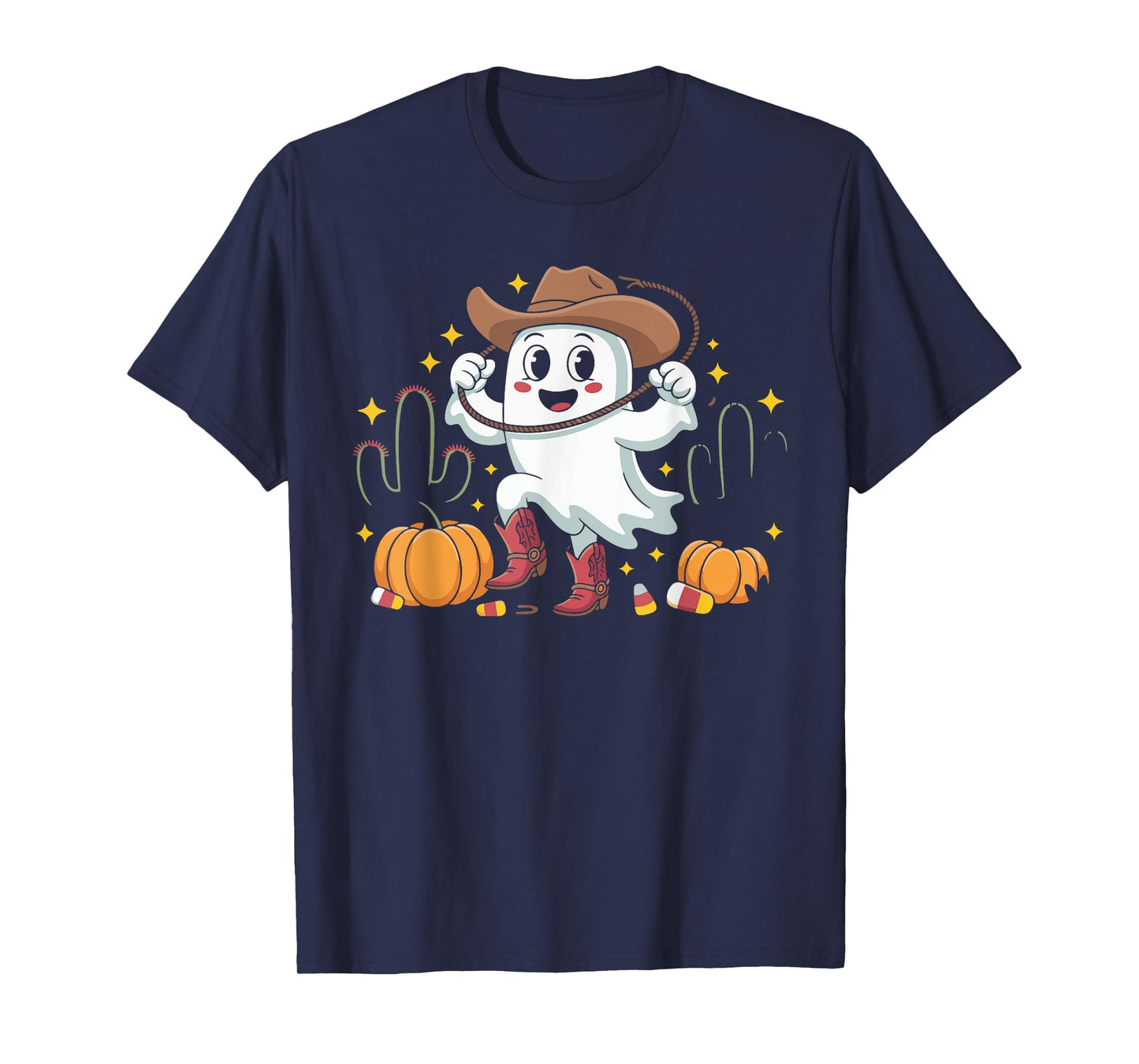 Funny Cowboy Halloween Ghost Western Fall for spooky season T-Shirt