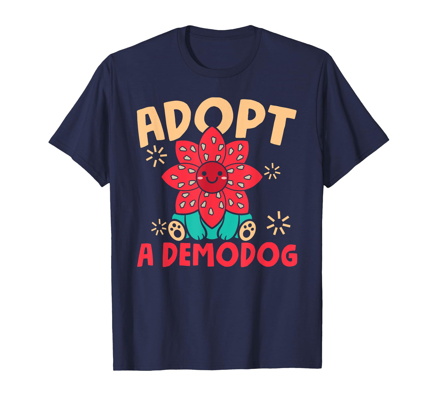 Dog Lover Funny Adopt A Demodog Unisex-Adults Black Modern Cartoon T-Shirt