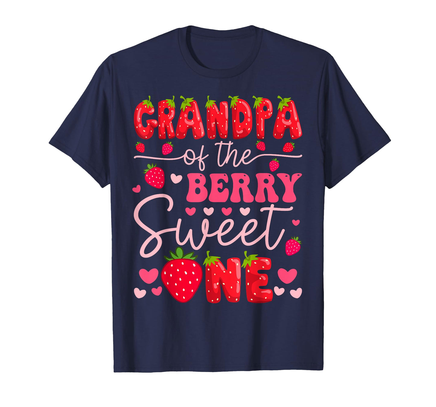 Grandpa Of The Berry Sweet One Strawberry 1St Birthday Girl T-Shirt