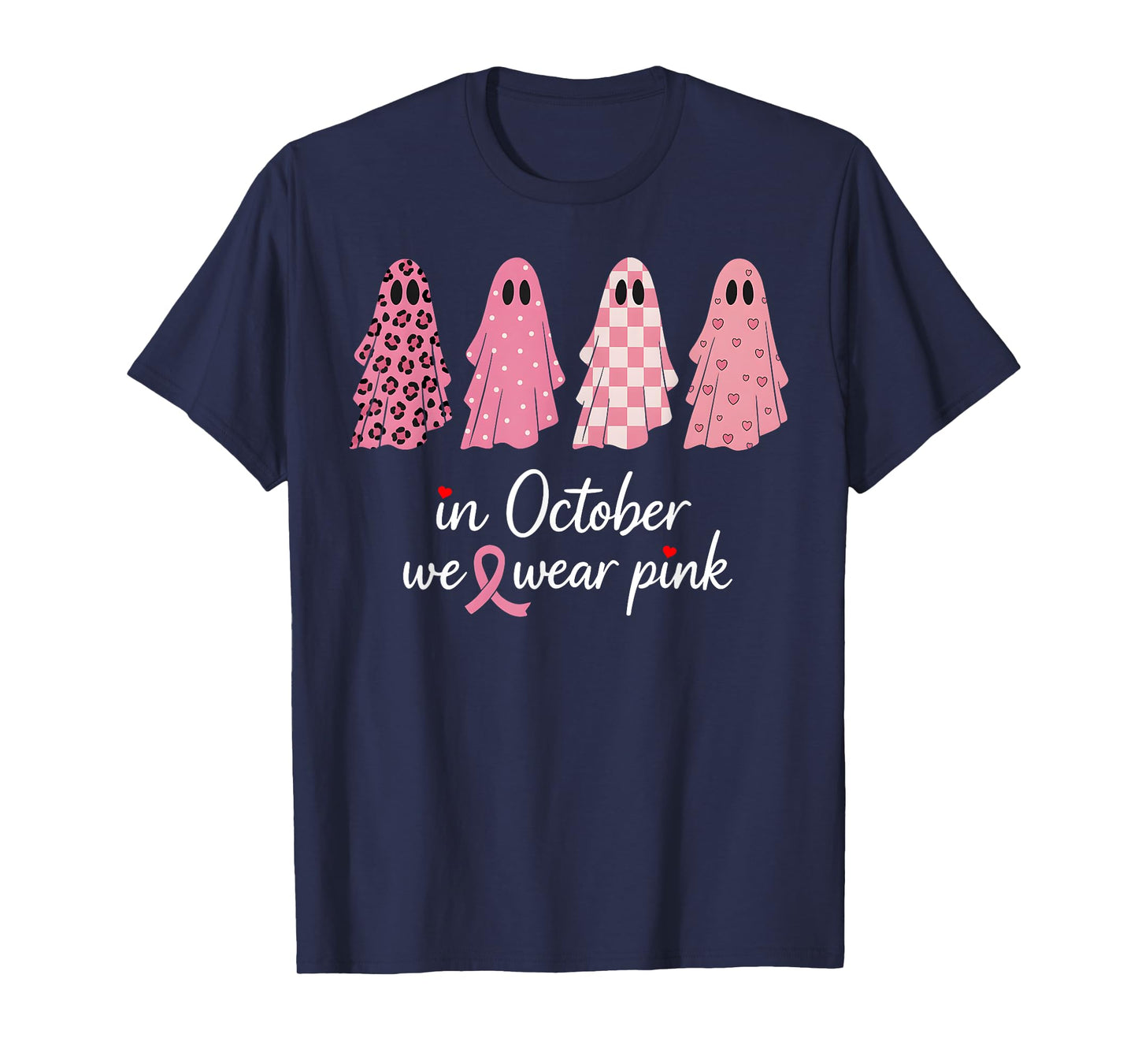 In October We Wear Pink Breast Cancer Awareness Halloween T-Shirt