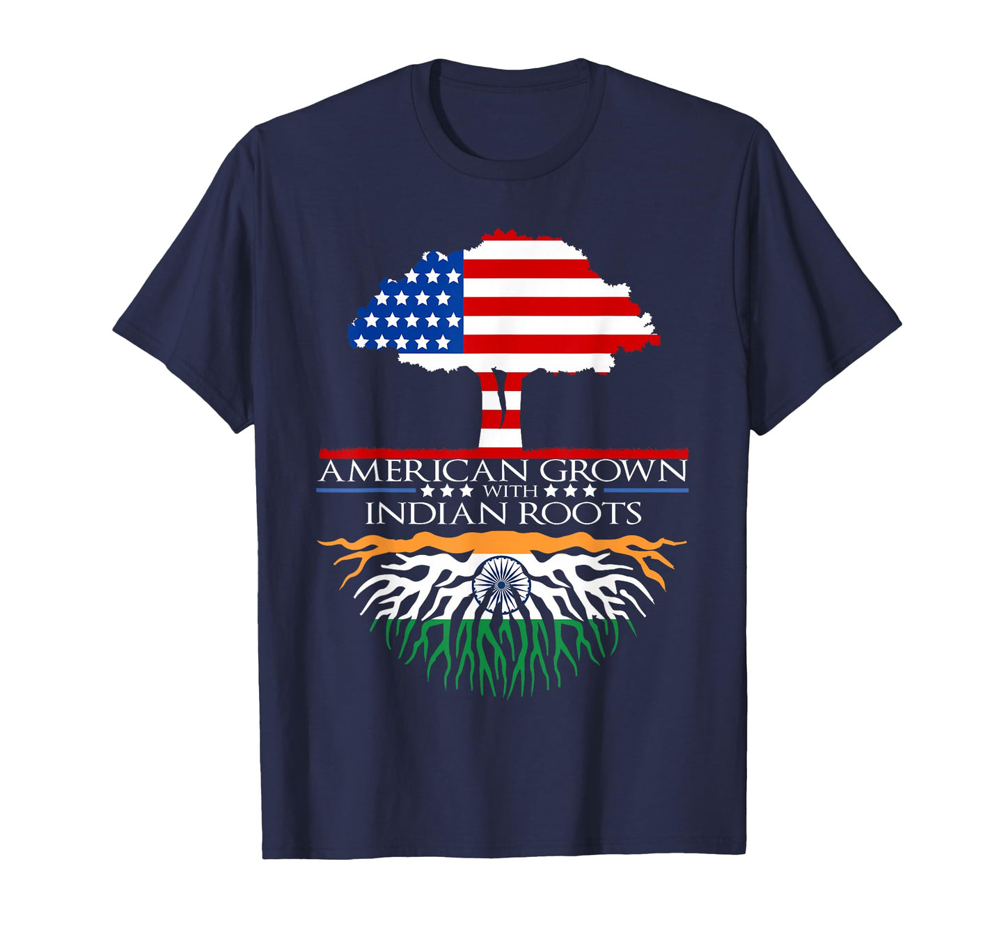 Indian Roots American Grown Tree Flag USA India Asian T-Shirt