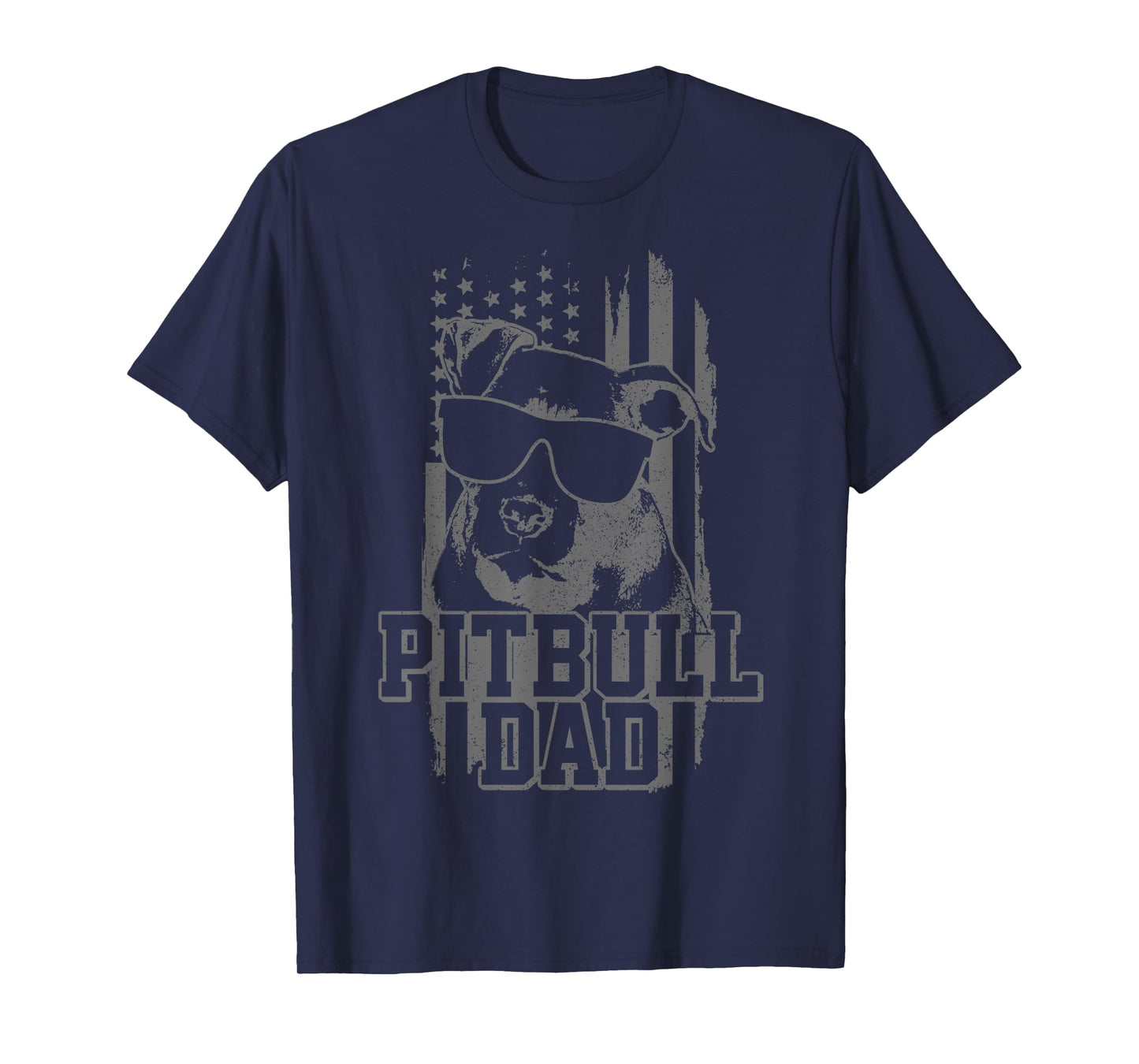 Pitbull Dad American Flag Patriotic Dog Lover Gift T-Shirt for Men
