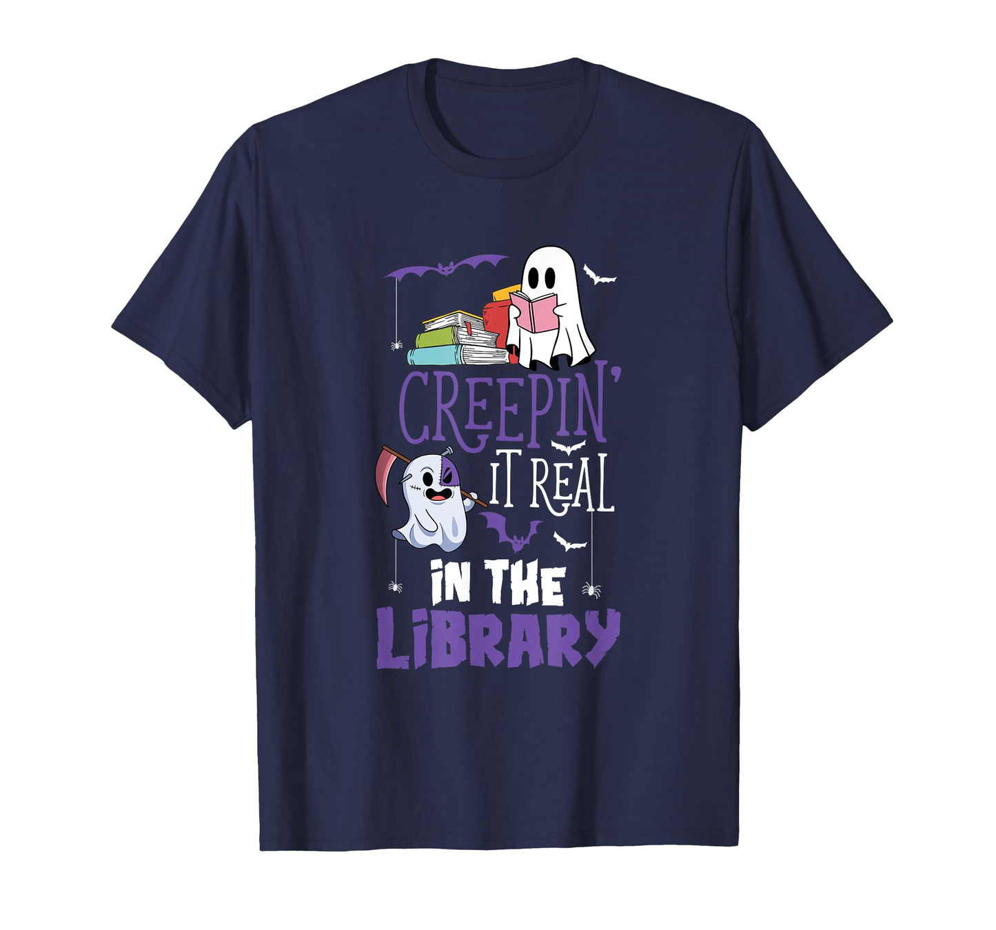 Scary Librarian Reading Teacher Book Lover Halloween Library T-Shirt