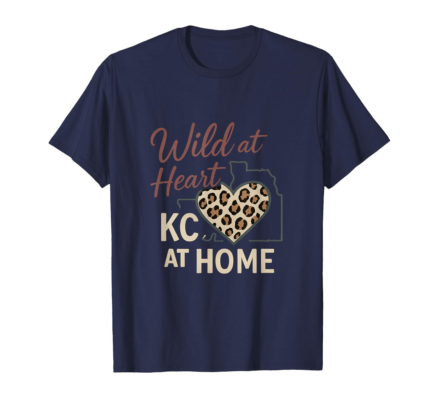 Wild at Heart KC Leopard Heart Kansas City Design T-Shirt