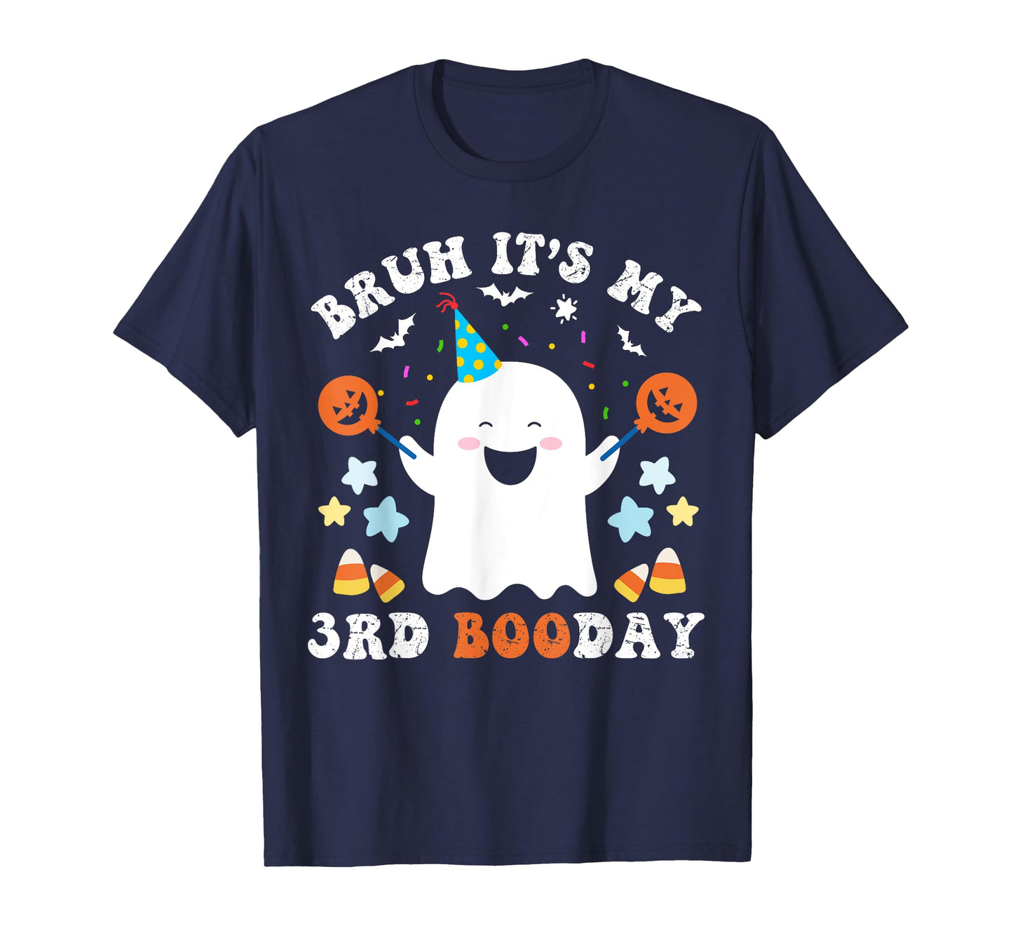 Bruh It's My 3rd Boo Day-Funny Halloween Ghost Birthday Kids T-Shirt