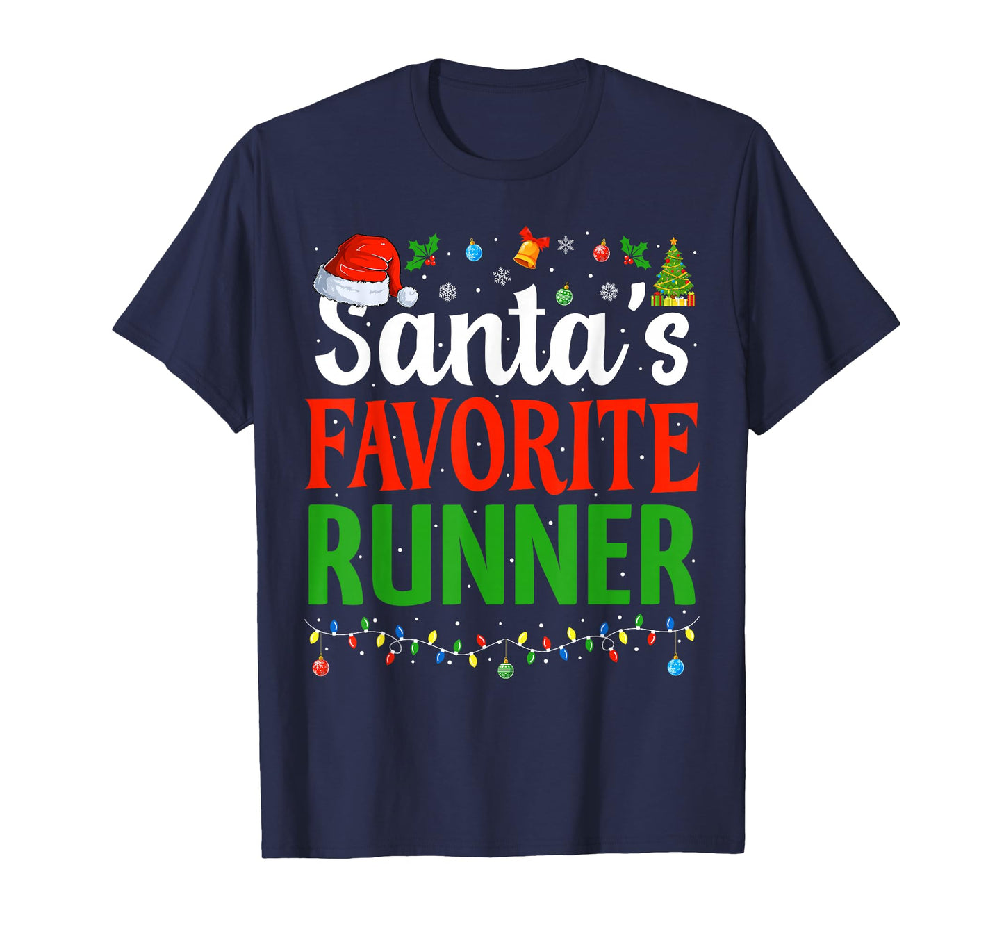 Santa’s Favorite Runner Xmas Funny Runners Christmas Running T-Shirt