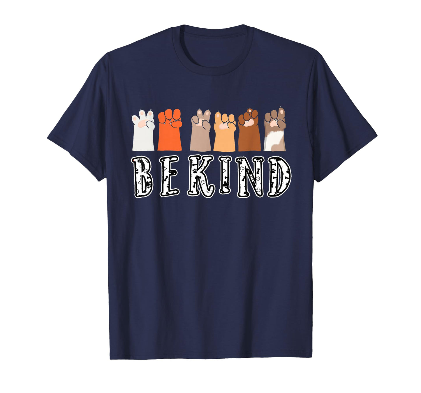Be Kind Hand Talking Finger Dog Signs Cute Tees Unisex-Adults & Kids Black Modern Animal Theme ASL Kindness Funny Dog Paw T-Shirt