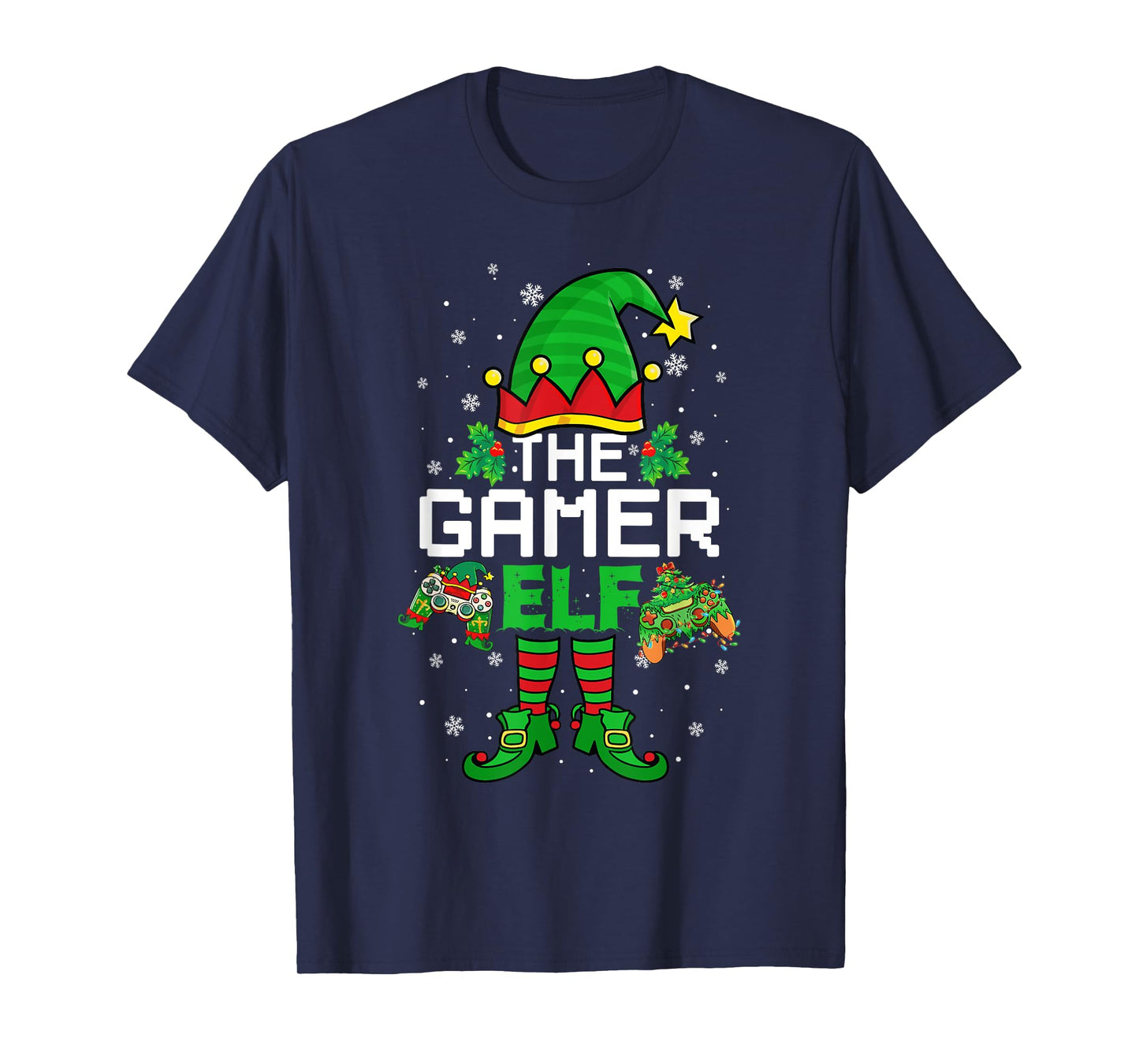 Christmas The Gamer Elf Video Gaming Funny Xmas Men Boys T-Shirt