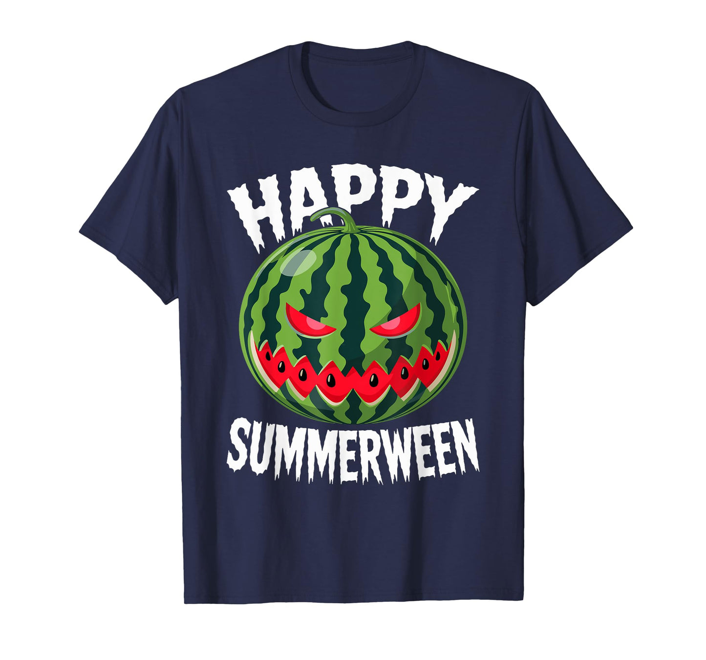 Watermelon Jackolantern Summer Halloween Happy Summerween T-Shirt