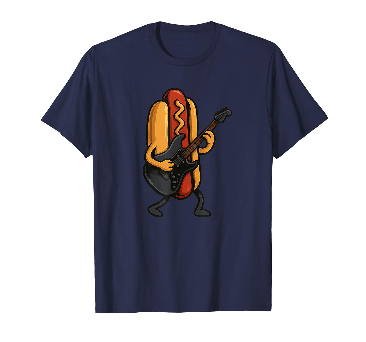 Cool Hot Dog Costume with Electric Guitar for a Rocking Look T-Shirt