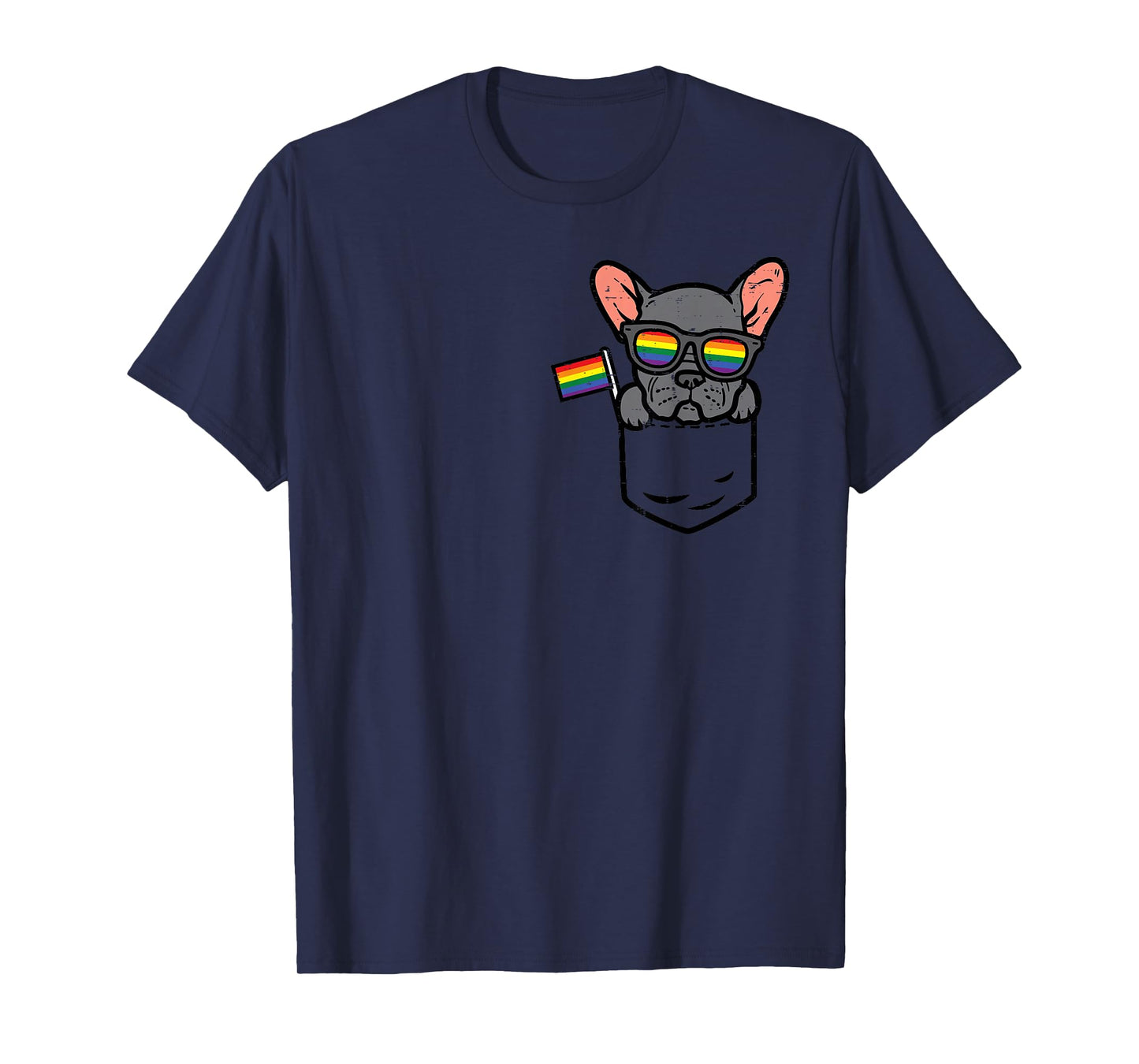 French Bulldog Frenchie Dog Pocket LGBTQ Rainbow Gay Pride T-Shirt