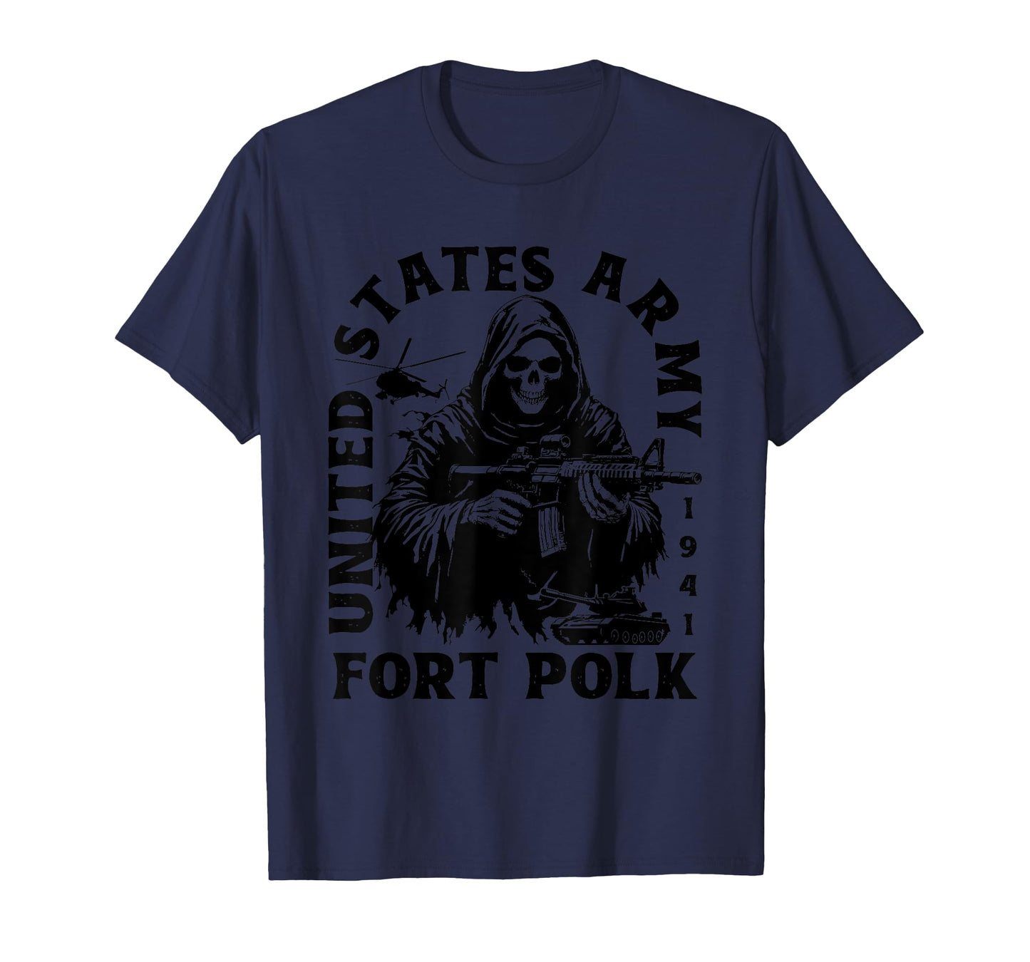 Fort Polk Louisiana LA US Military Base Veteran T-Shirt - Unisex-Adults, Grey, Small, Short Sleeve, Modern, Letter Print, Military, Training, T-Shirt