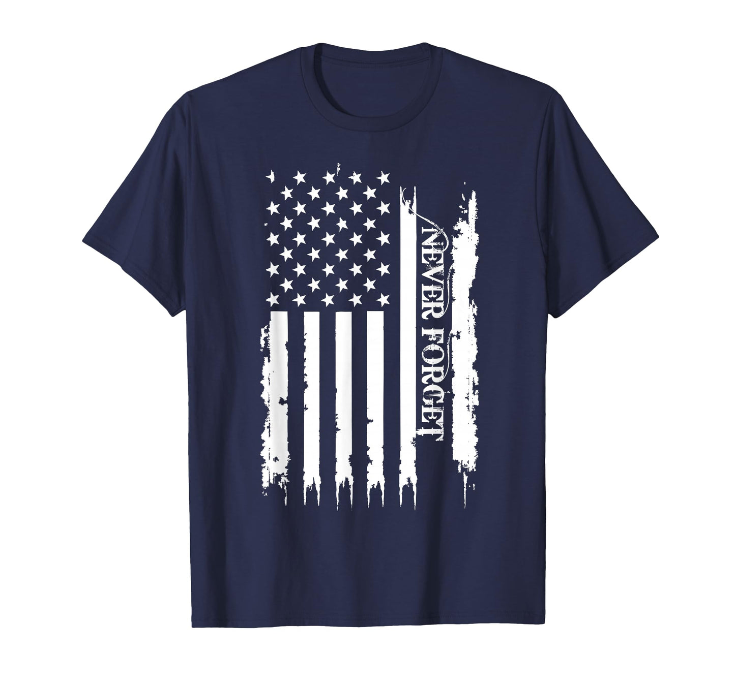 Never Forget United States Distressed w US Flag T-Shirt