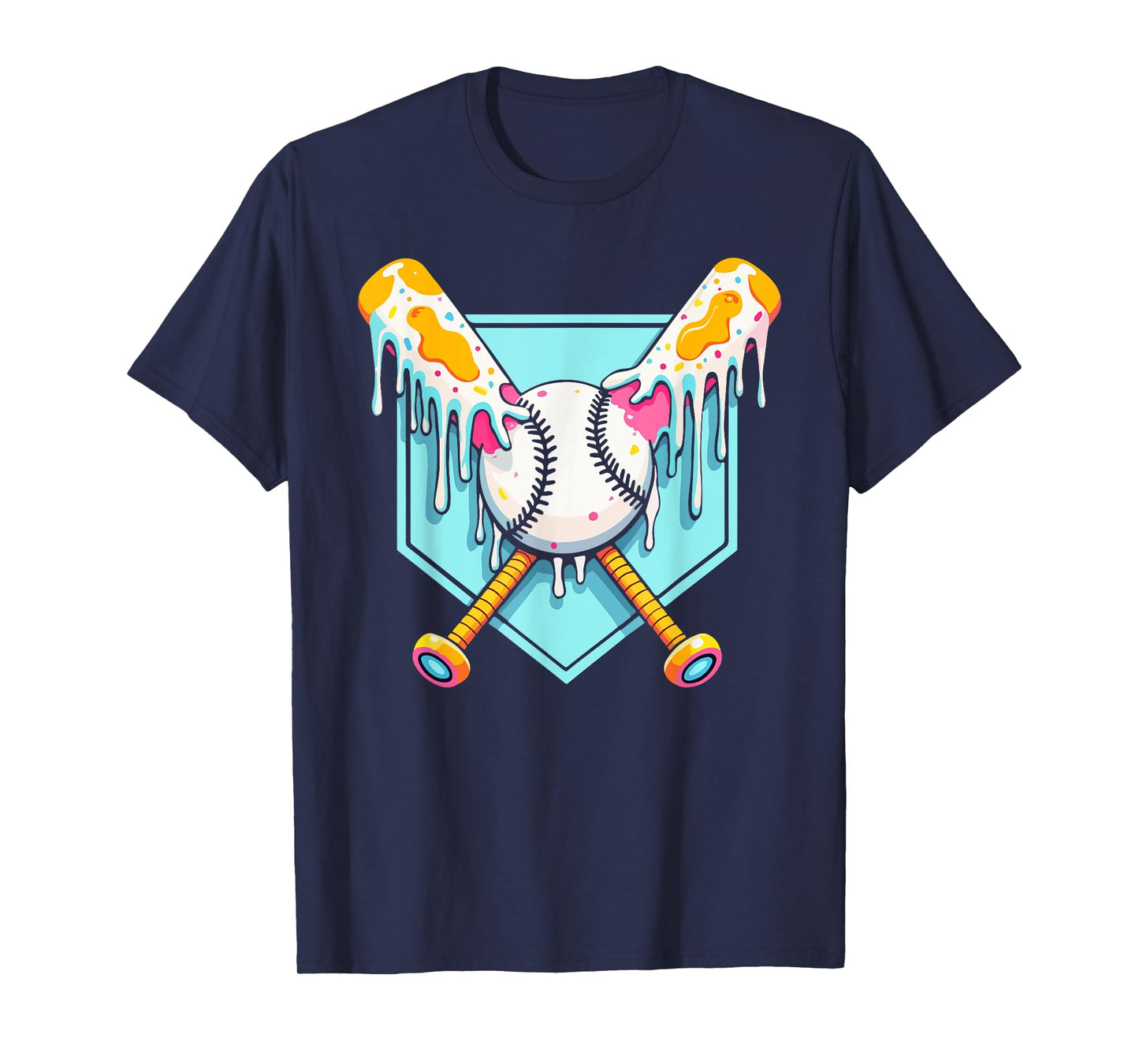Baseball Ice Cream Dripping Baseball Home Plate Drip Boys T-Shirt