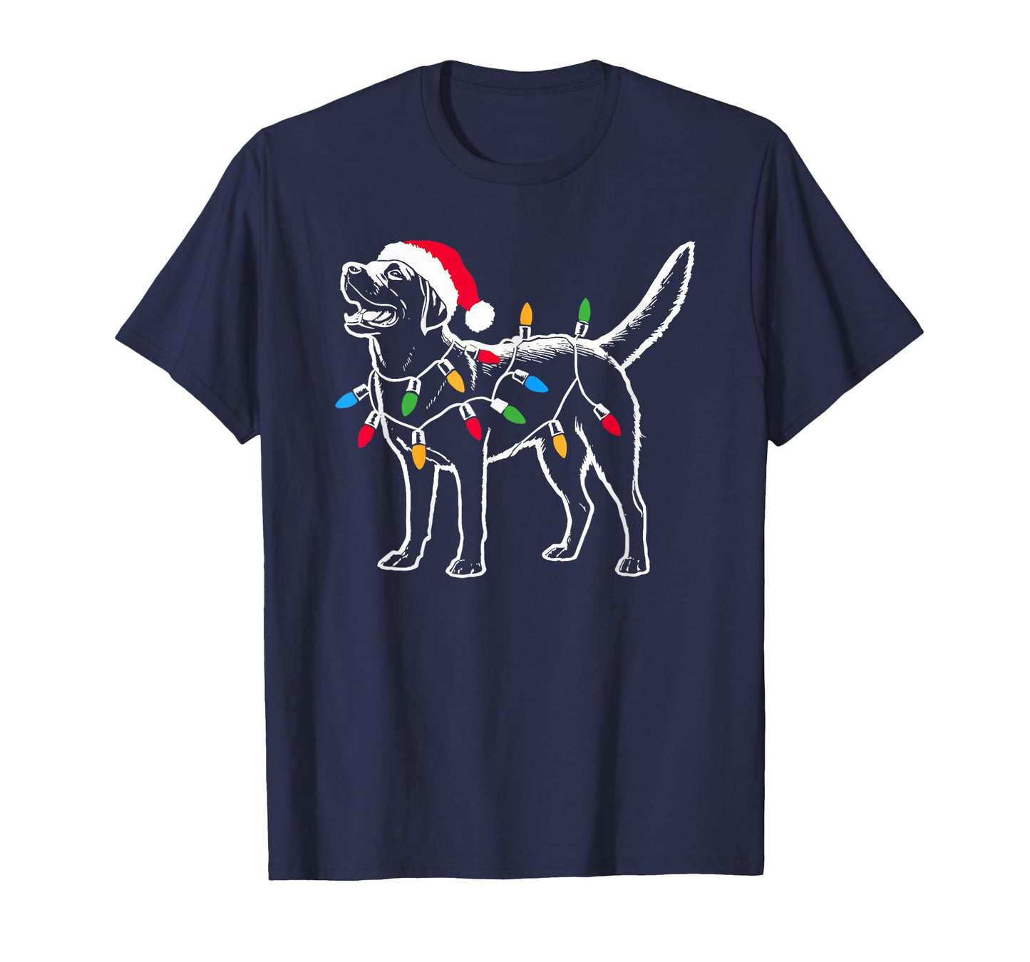 Funny Santa Labrador Retriever Christmas Lights Dog Lover T-Shirt