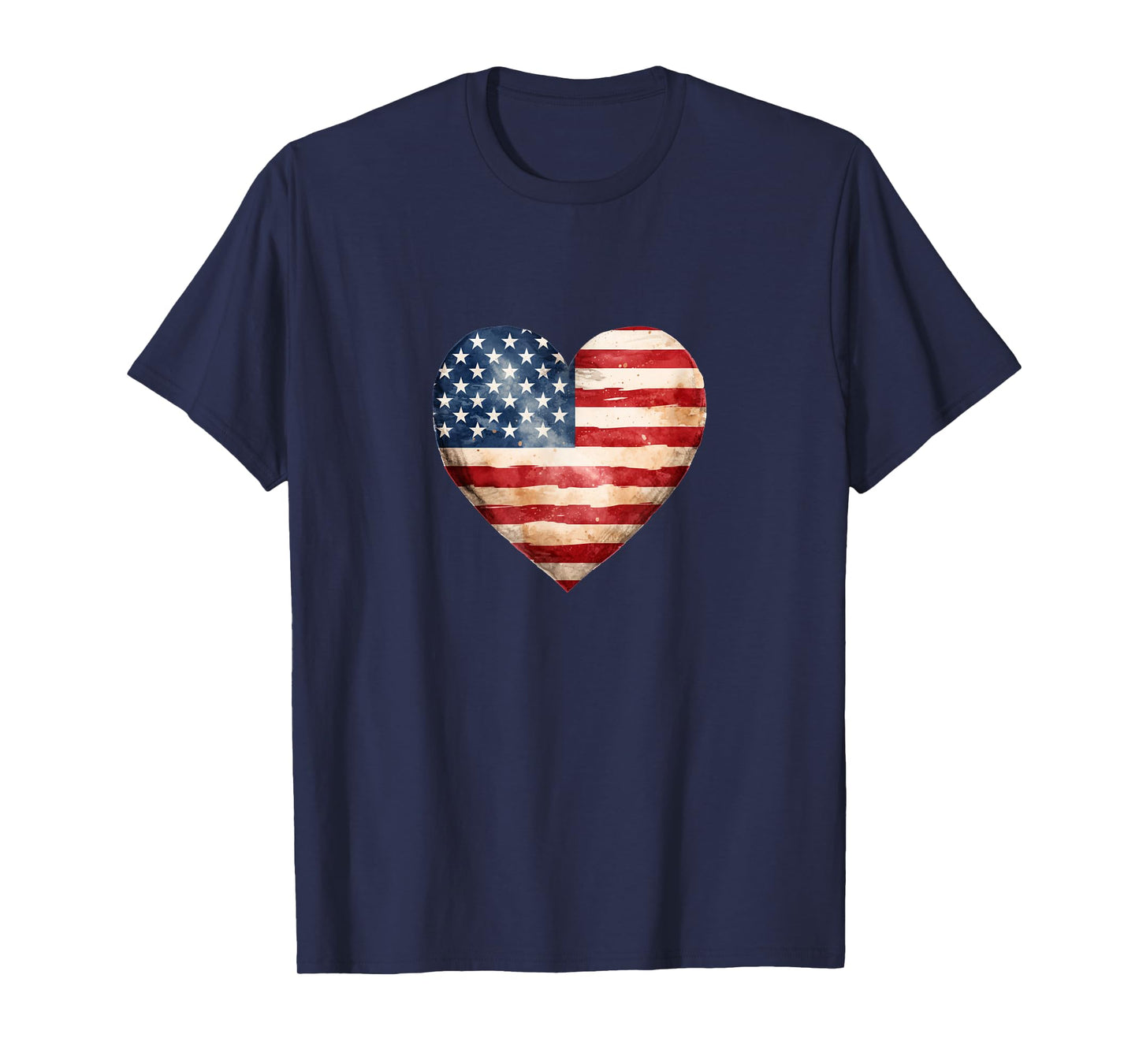 American flag in a heart with rustic retro style & charm Women Men T-Shirt