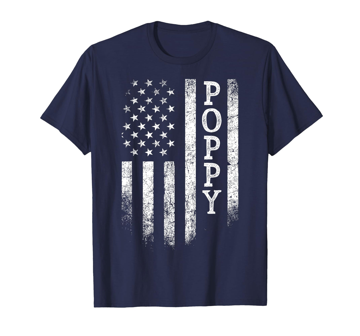 Distressed Poppy American Flag Patriotic Father's Day T-Shirt