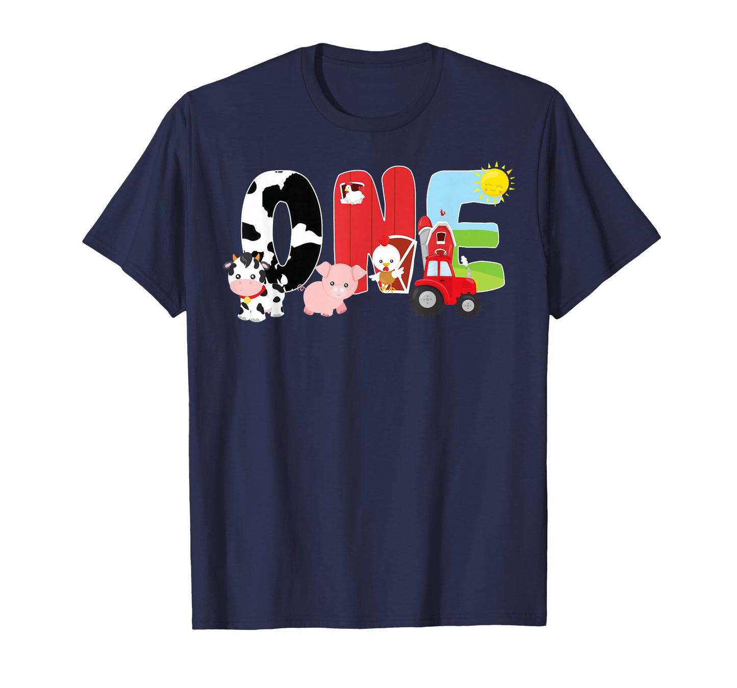 Farm Animals 1st Birthday Barnyard 1 Year Old Baby Birthday T-Shirt