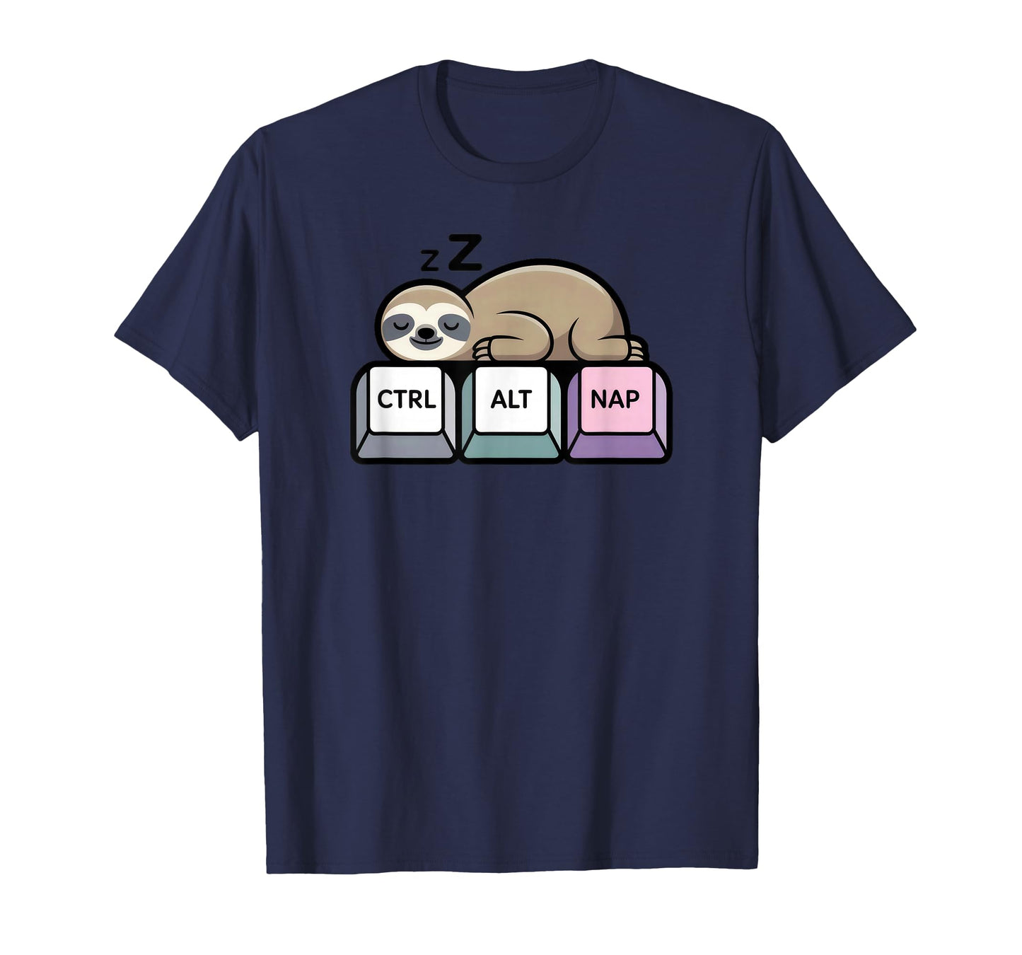 Ctrl Alt Nap Funny Sloth Work from Home Lazy Tech Cartoon T-Shirt