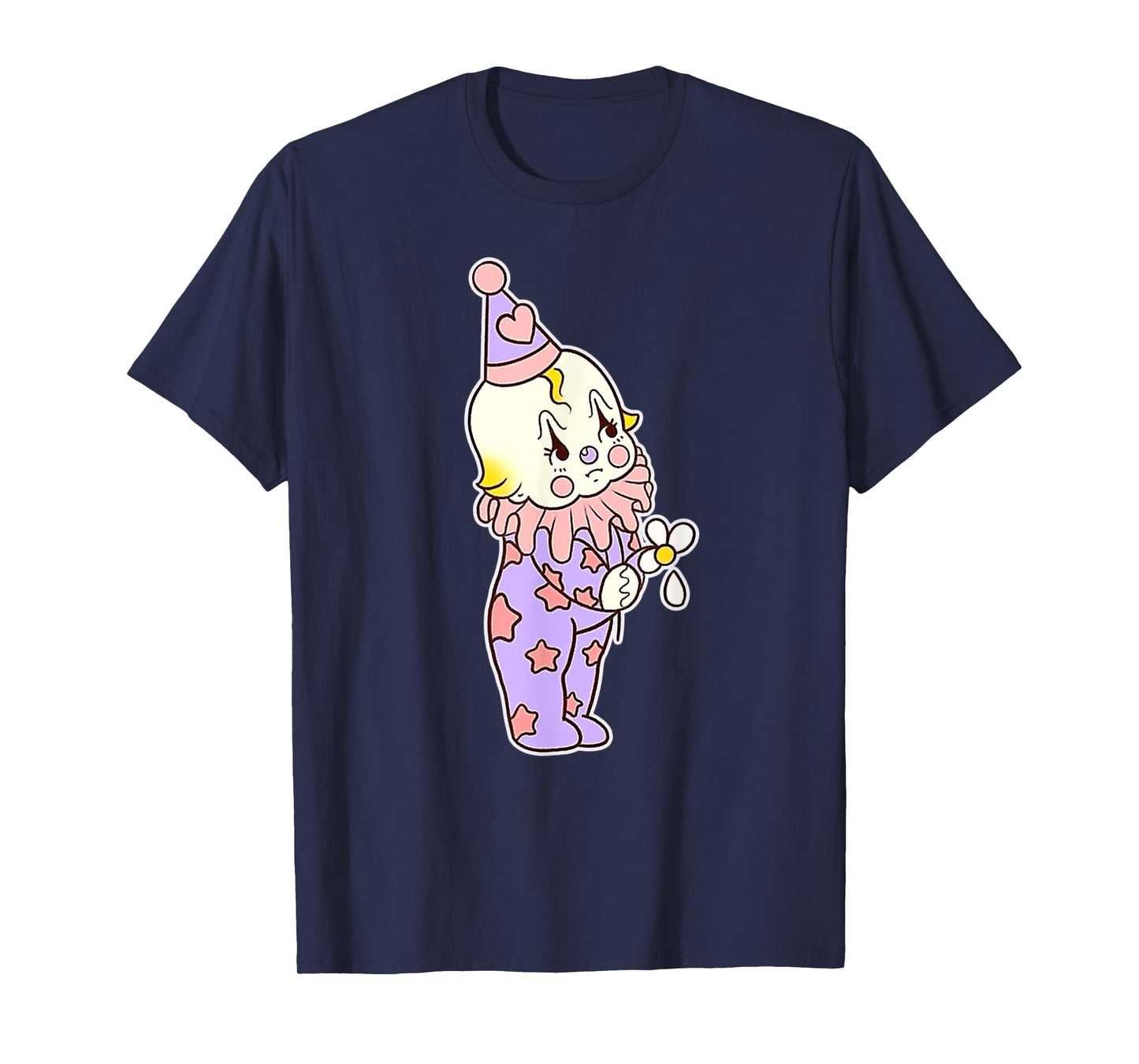 Urban Empyre Kewpie Baby Clown Sad Circus Clown Flower Tattoo Flash T-Shirt, Small, Black
