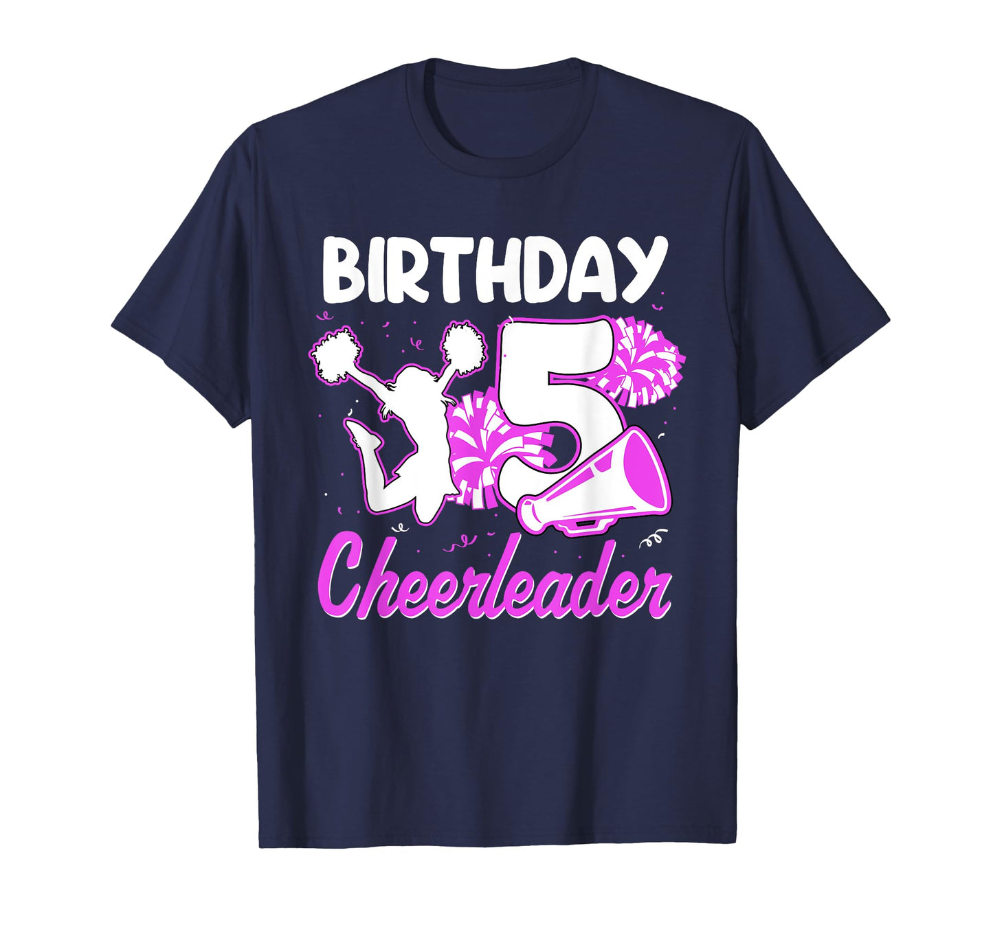 5th Birthday Cheerleader Girl 5 Years Old Cheerleading T-Shirt