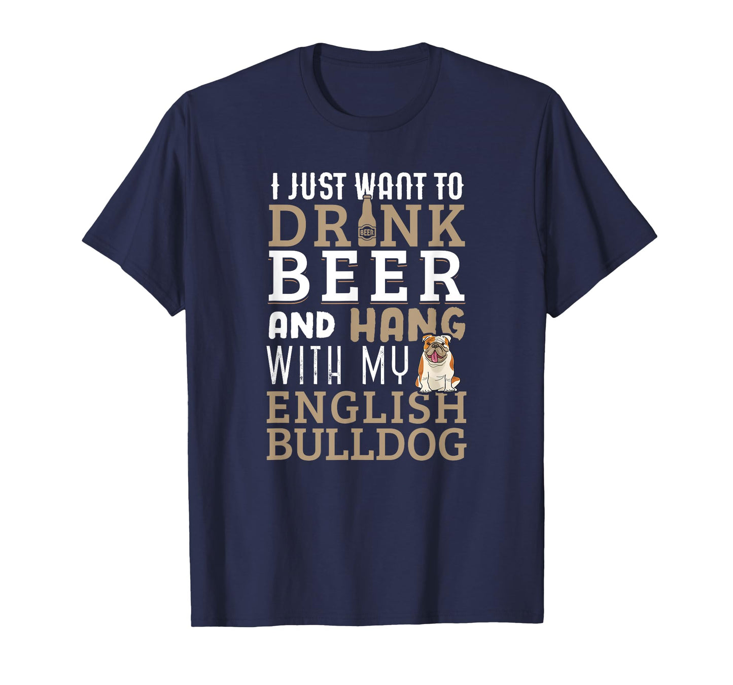 English Bulldog Dad T-Shirt Funny Dog Lovers & Beer T-Shirt for Men Women