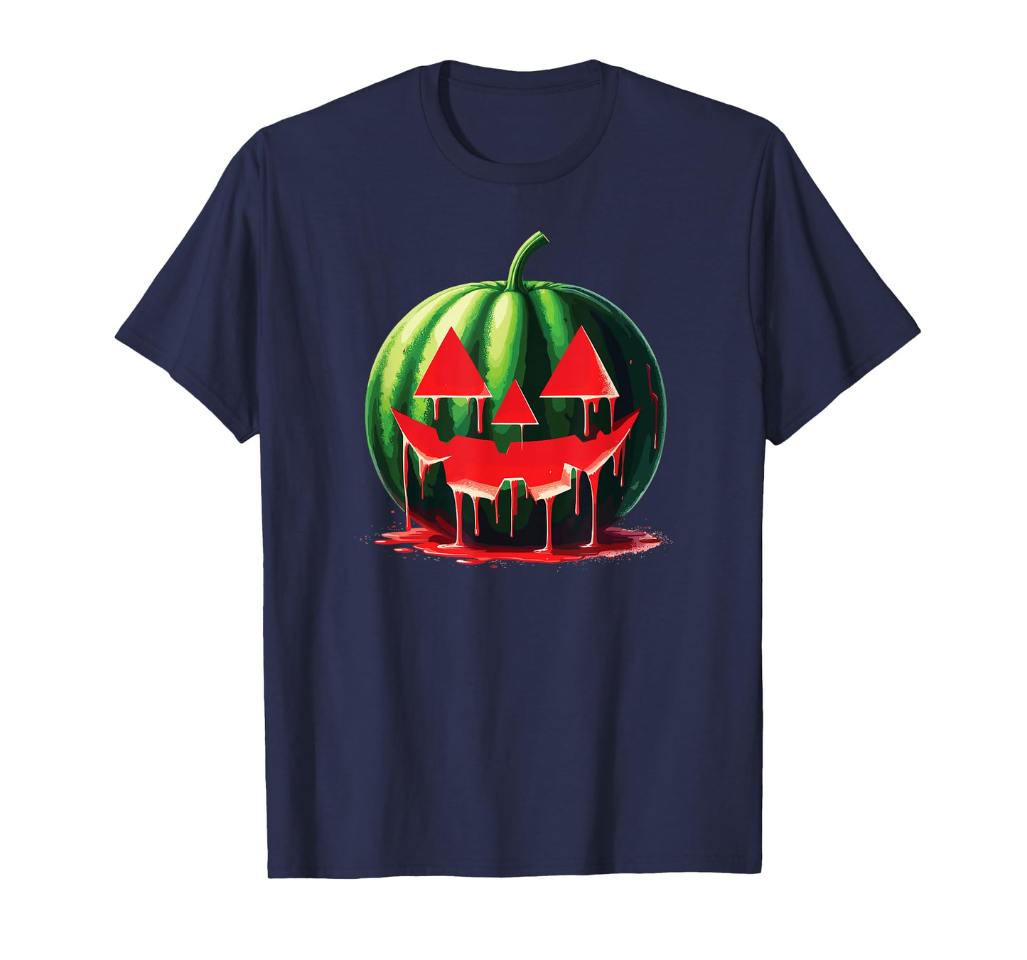 Spooky Summer Food Dripping Watermelon Jack O Lantern Men Women T-Shirt