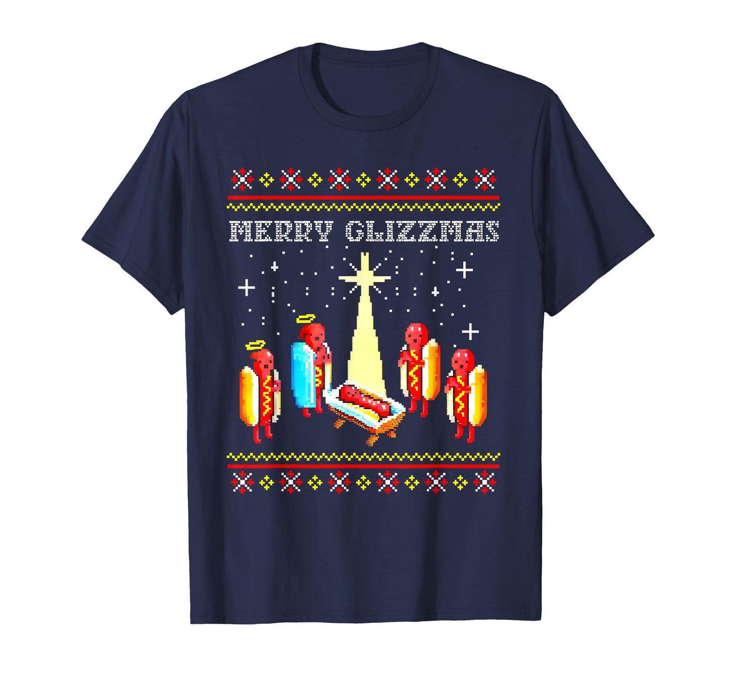 Merry Glizzmas Funny Hot Dog Ugly christmas sweater T-Shirt