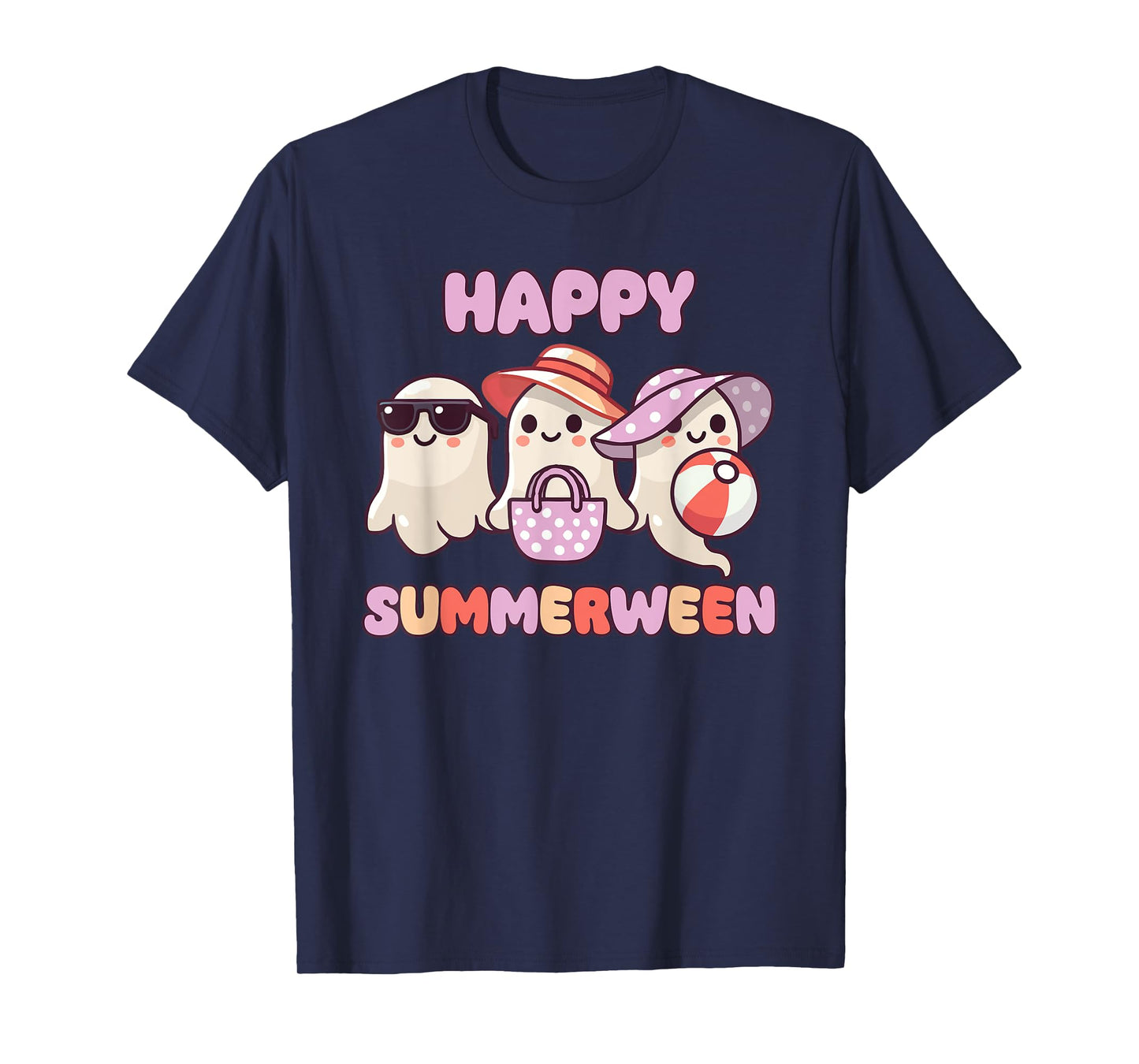 Happy Summerween Summer Halloween Ghost Men Women Kids T-Shirt