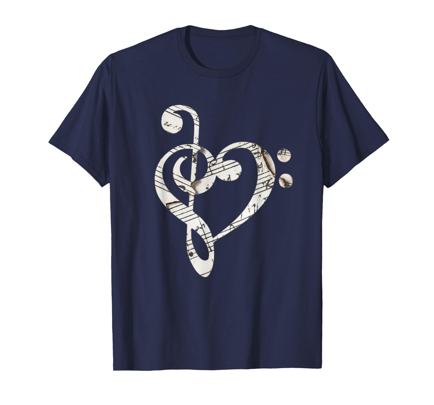 Heart Bass Clef T-Shirt Musical Note Shirt