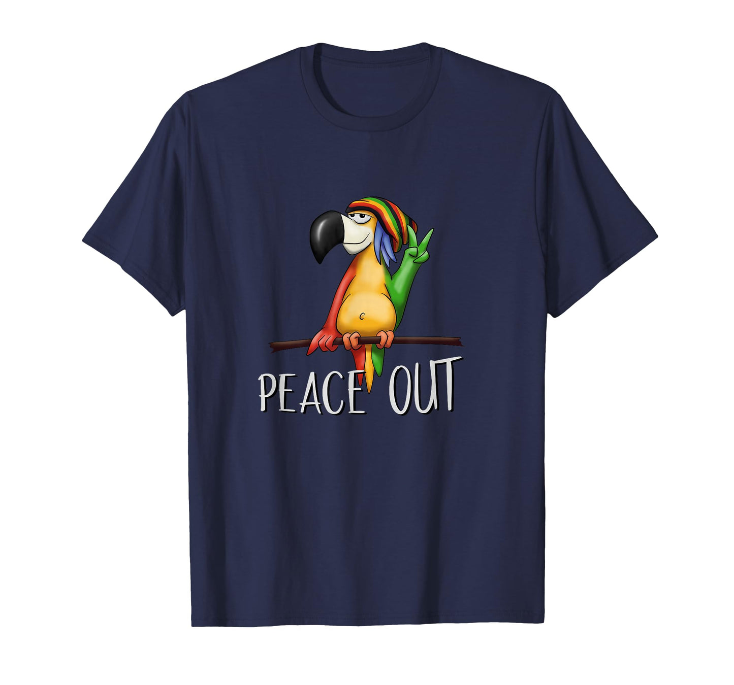 Cool Cartoon Rasta Bird Chilling Reggae Parrot Peace Out T-Shirt