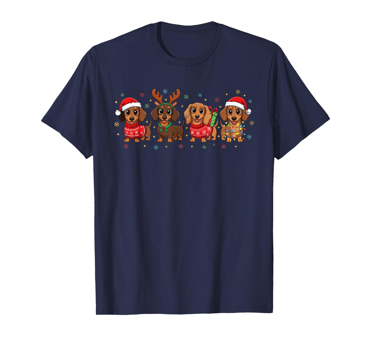 Funny Christmas Dachshund Santa Weiner Dog Lover Cute Xmas T-Shirt