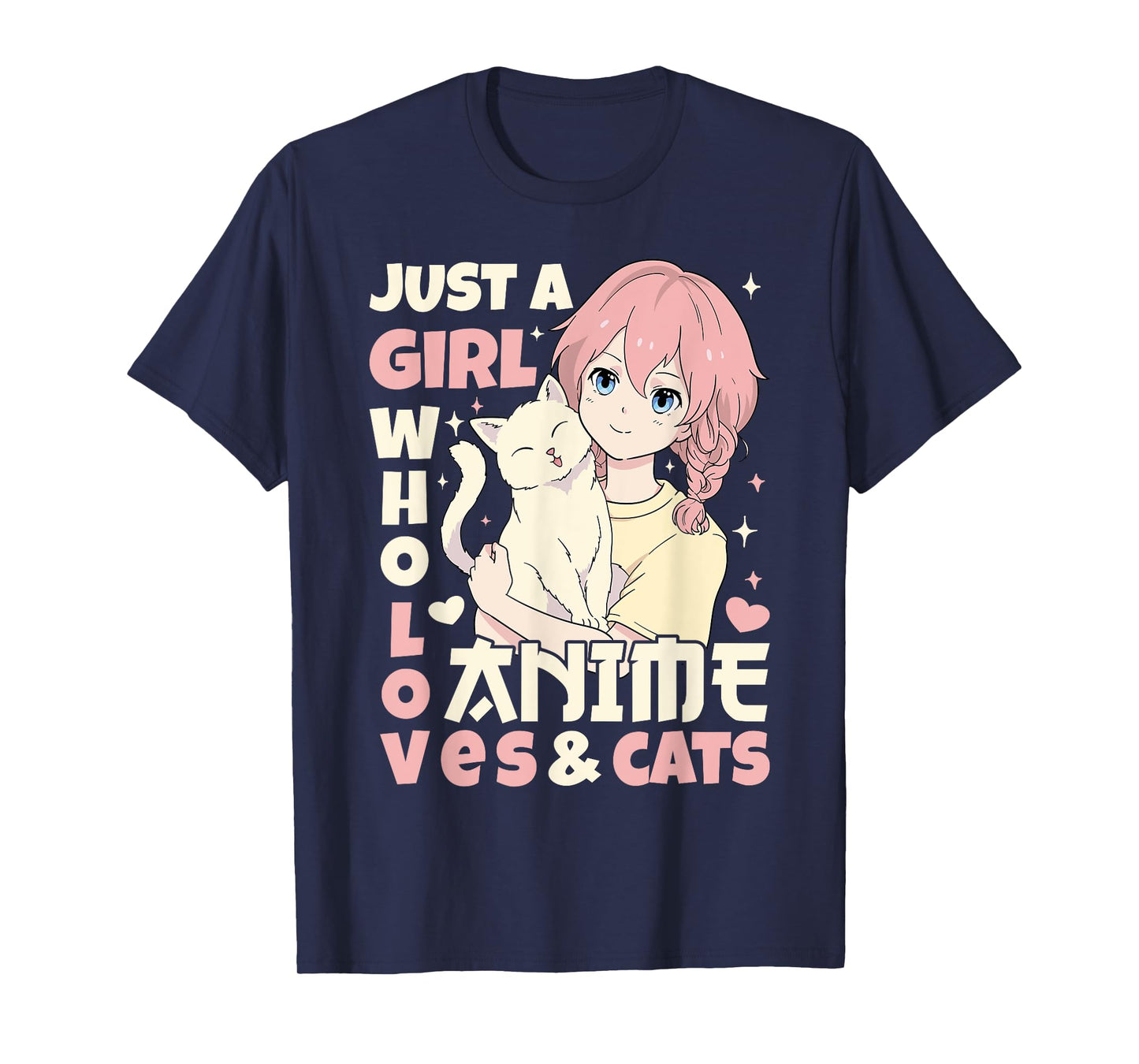 Just A Girl Who Loves Anime & Cats Teen Anime Girl Cat Lover T-Shirt