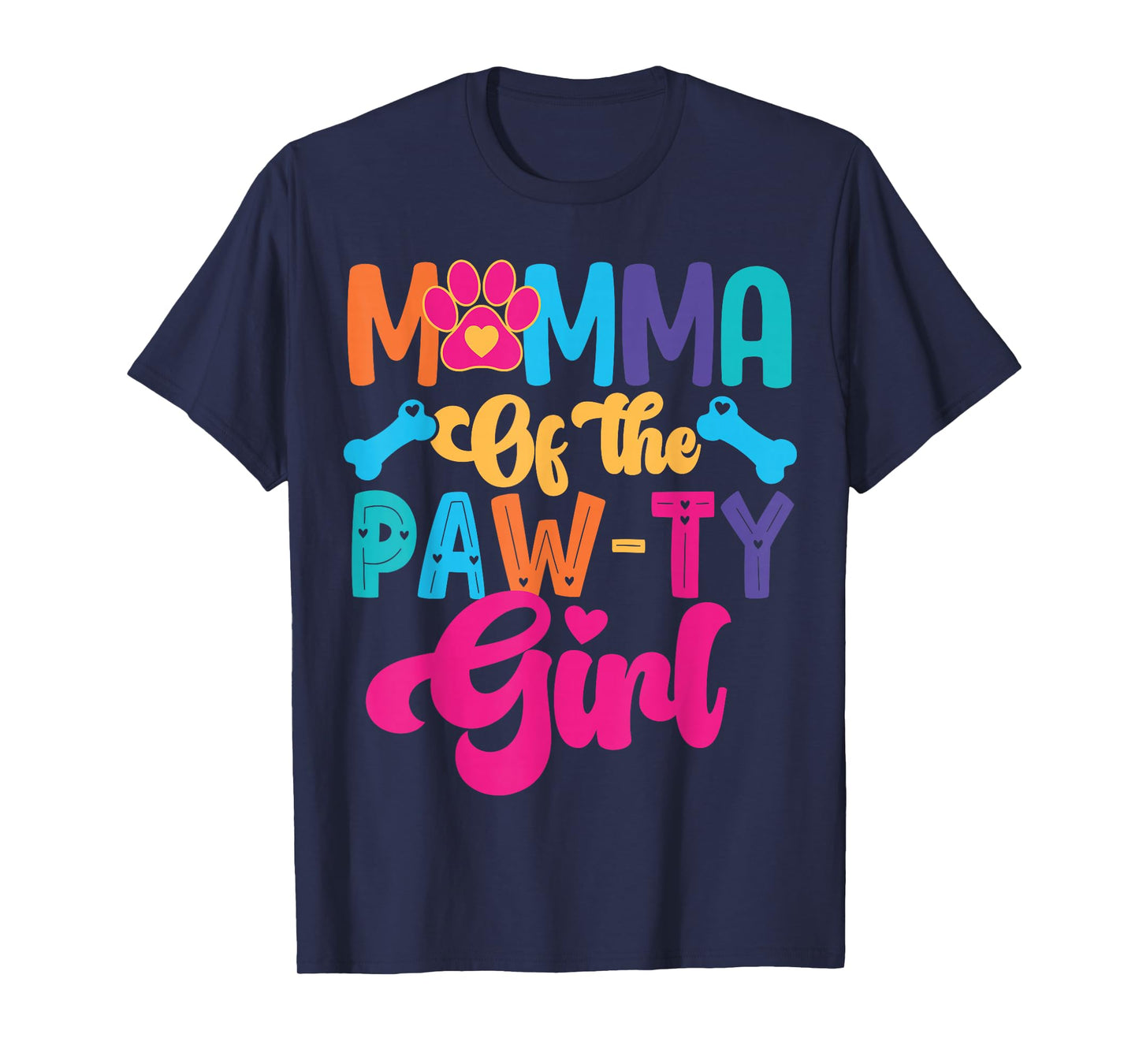Mamma of The Birthday Girl Dog Paw Family Matching Party T-Shirt
