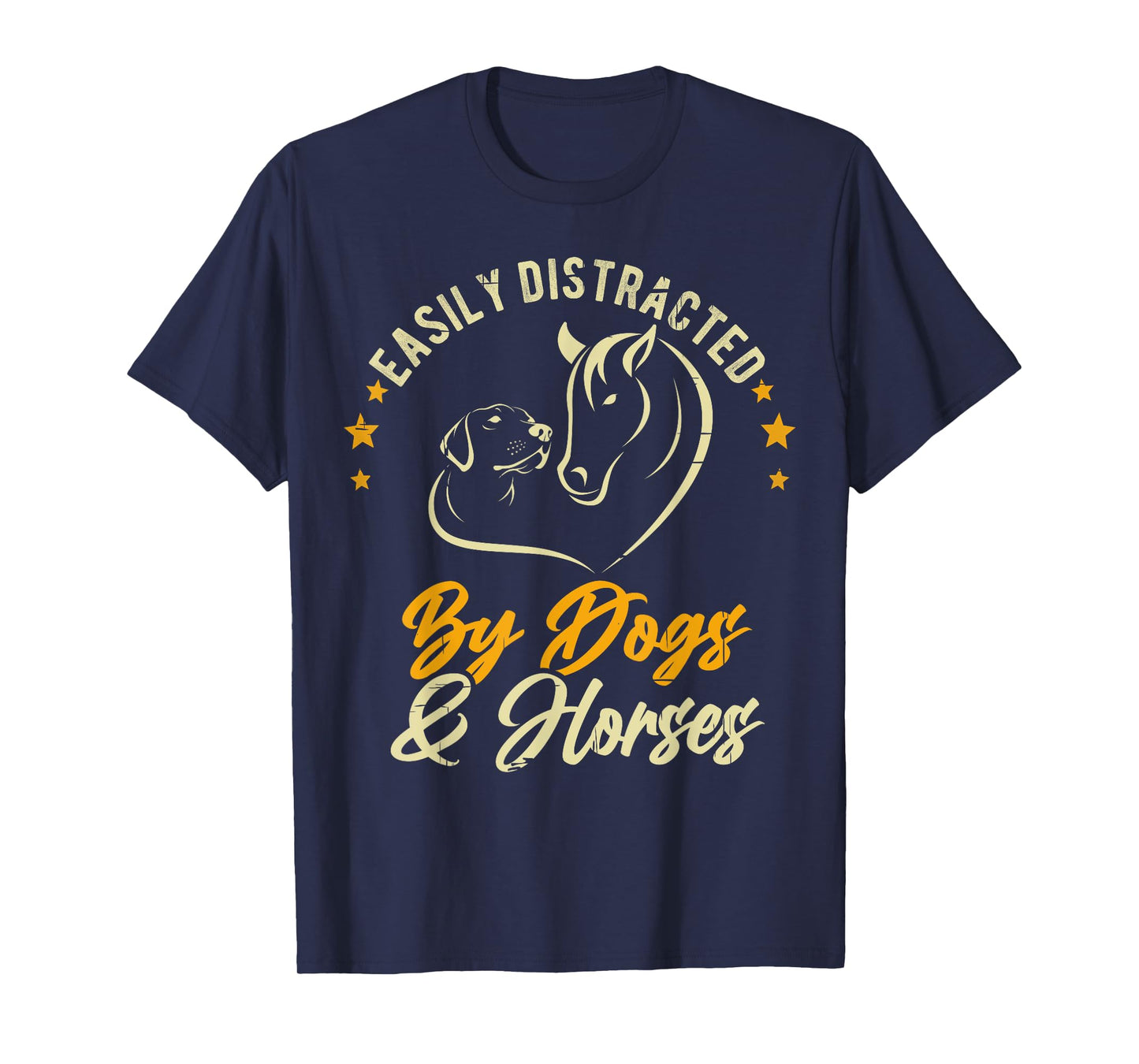 Easily Distracted By Dogs And Horses Dog Mom Horse Mom T-Shirt for Men Women Girls Kids