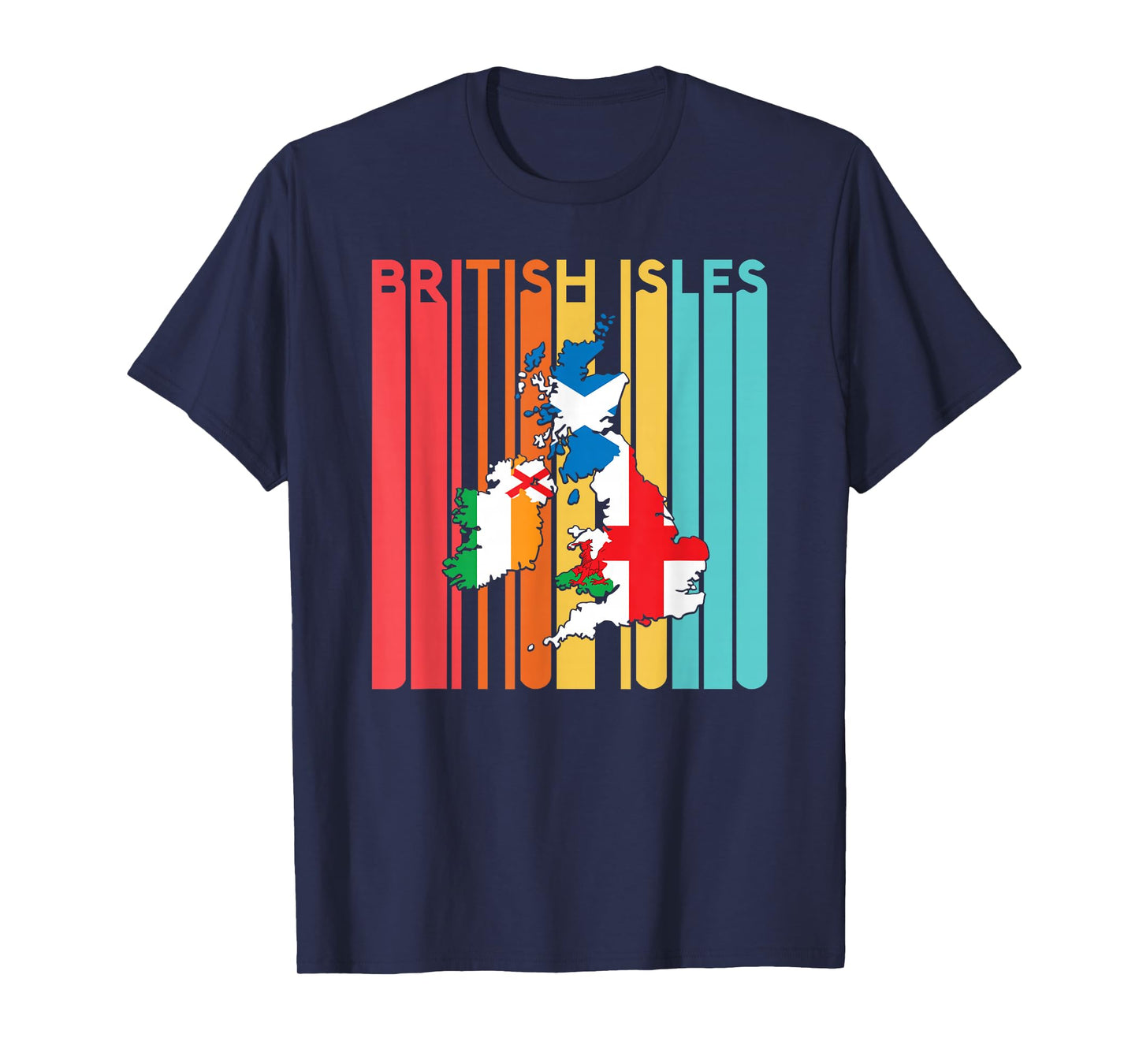 British Isles Sea Ireland Scotland Wales England Map Retro T-Shirt