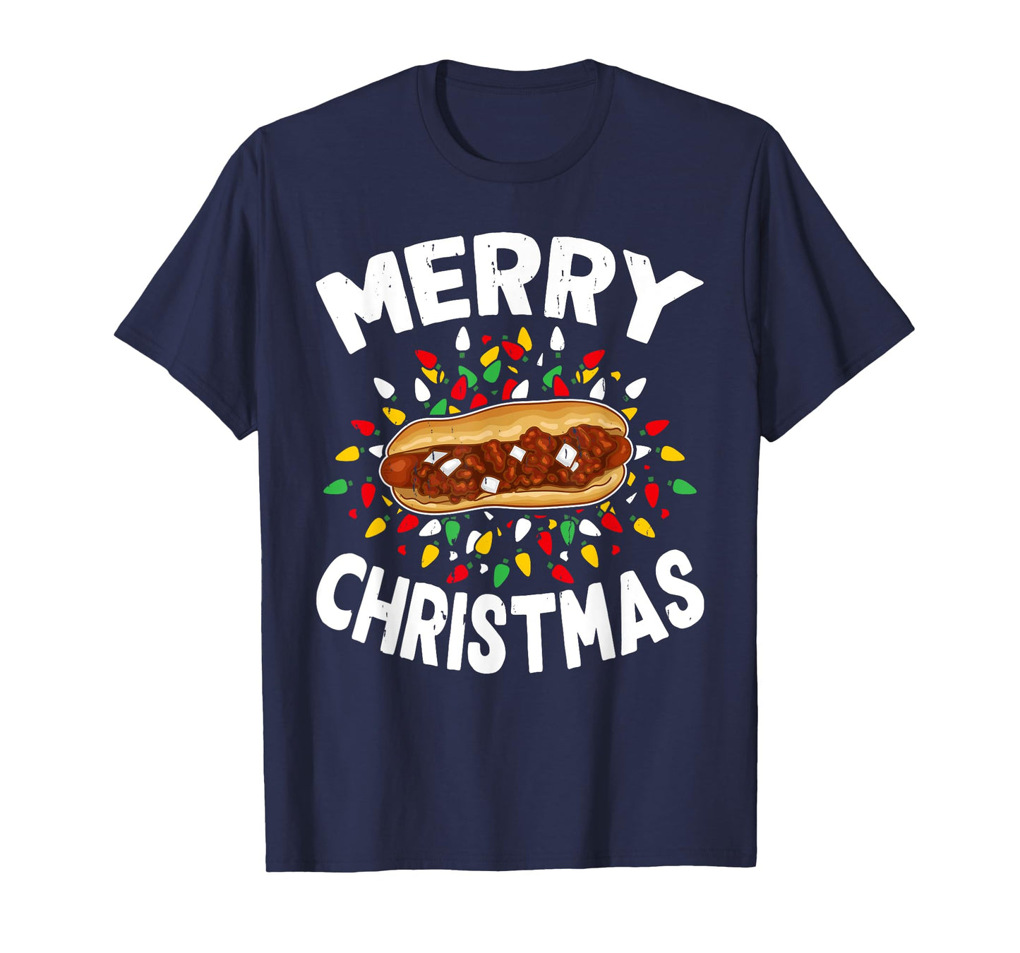 Merry Christmas Sweaters Funny Food Lover Chili Dog Xmas Men Women T-Shirt