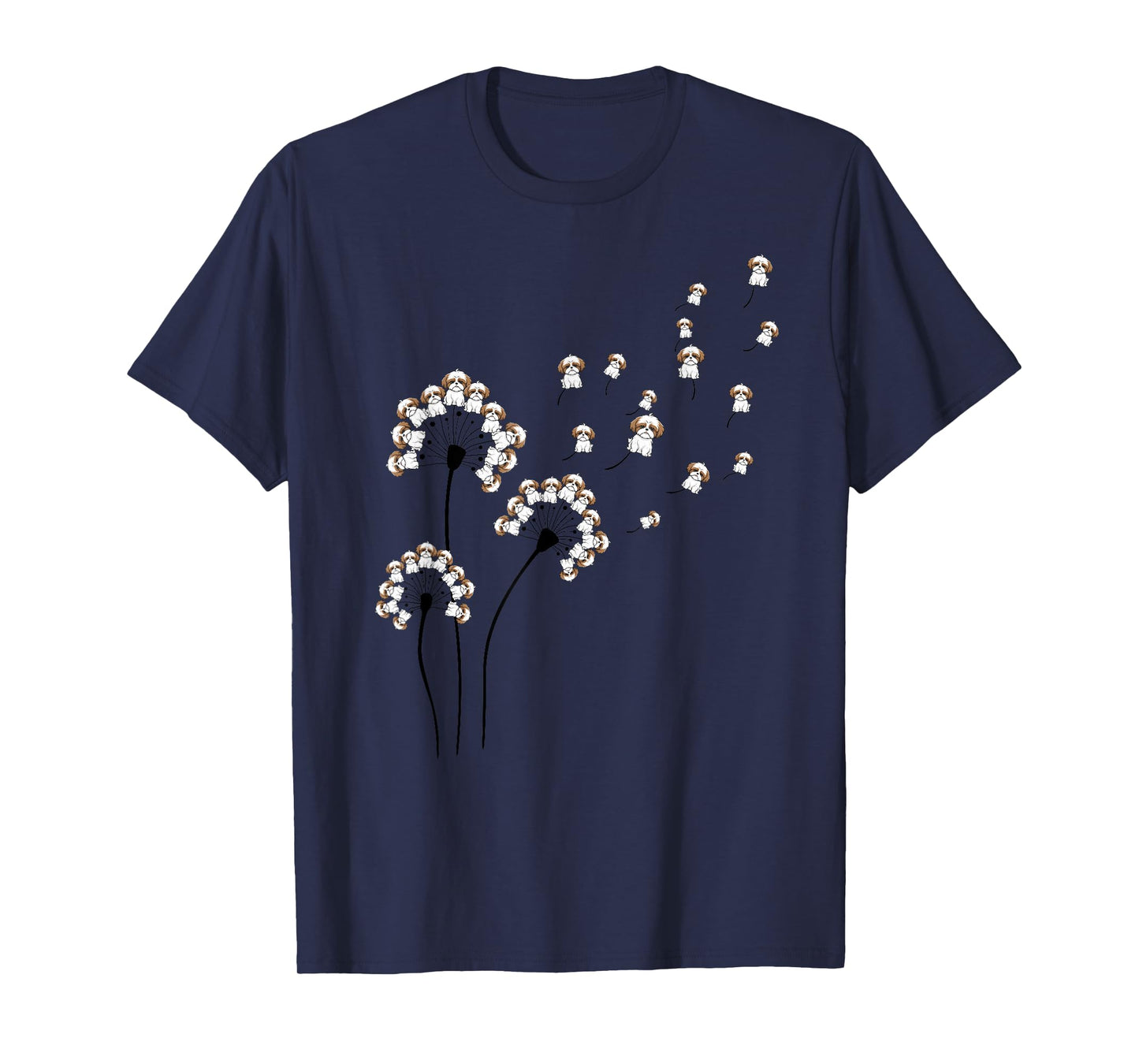 Cute Shih Tzu Flower Fly Dandelion Shirt Funny Dog Lovers T-Shirt