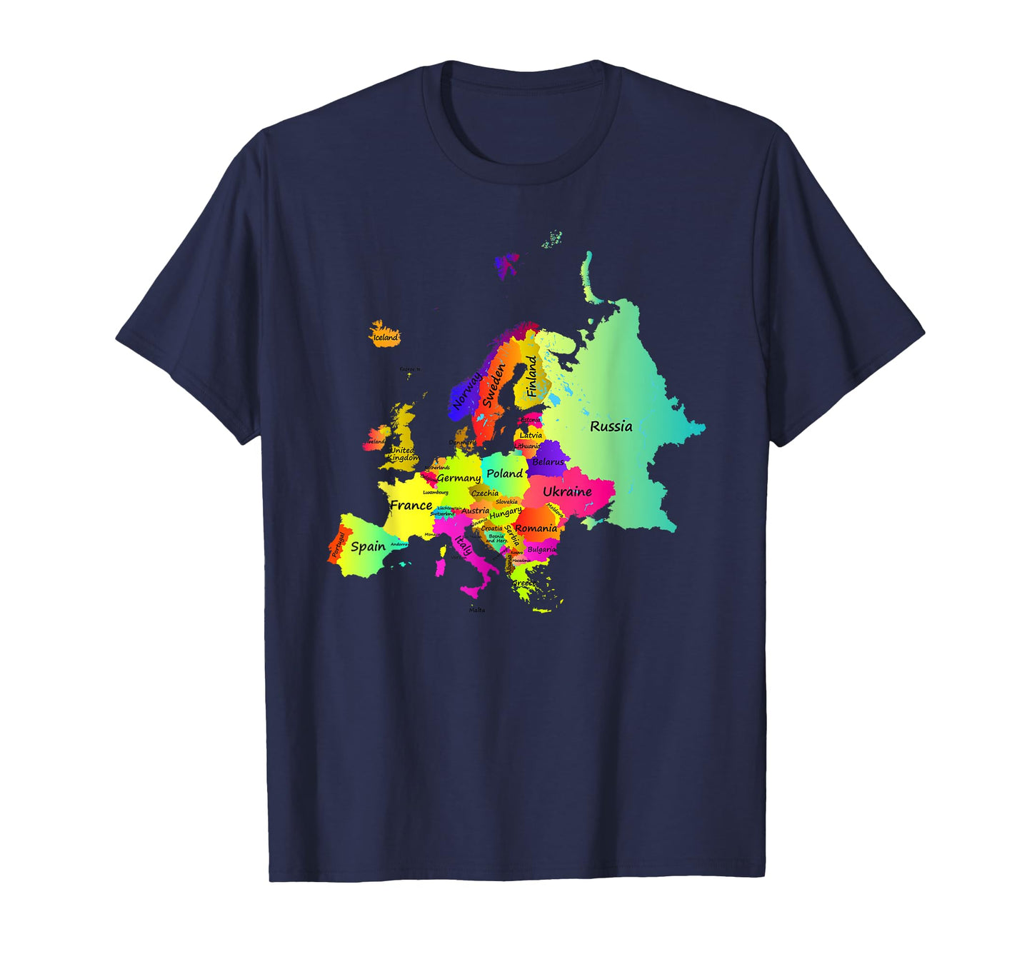 Europe map T-Shirt with boundaries and countries names T-Shirt