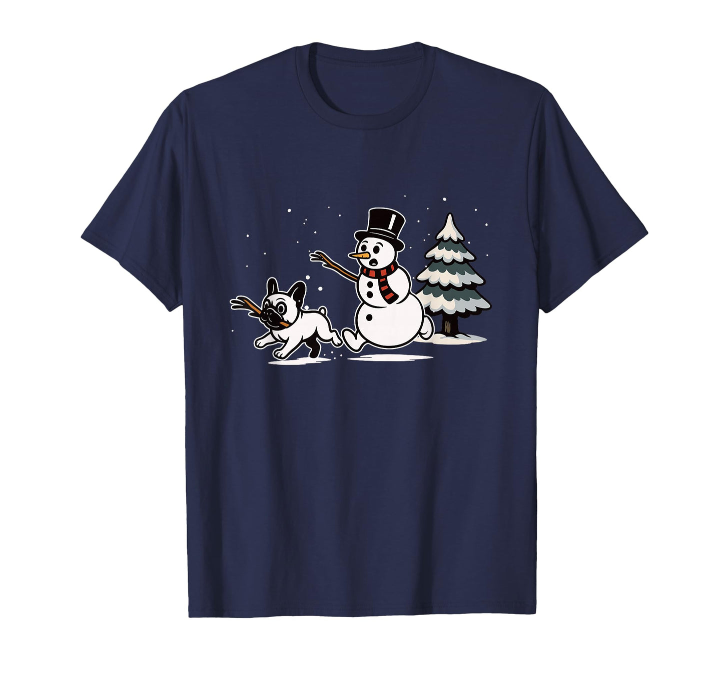 Cute Snowman French Bulldog Christmas Frenchie Mom Dog Lover T-Shirt